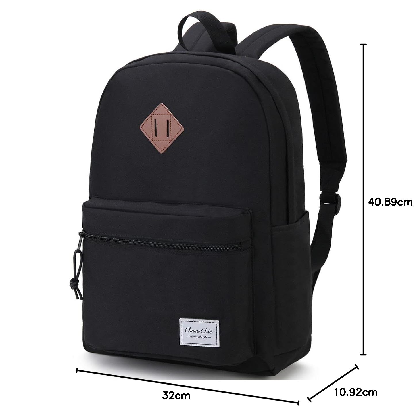Stylish Unisex Lightweight School & Travel Backpack - Water-Resistant Casual Rucksack with Laptop Compartment Fits 15.6 Inch Notebook - Perfect for College, Commuting & Weekend Getaways (Black, Medium Size)