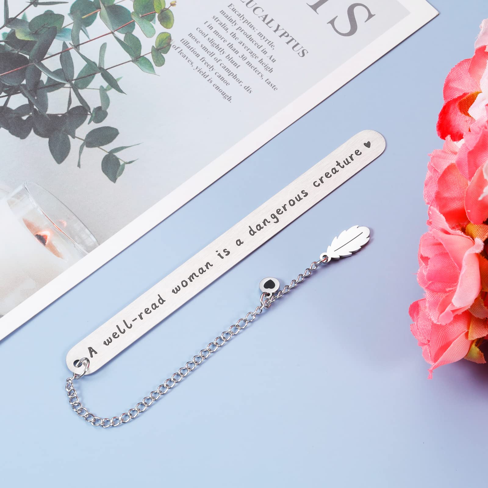 Easter Basket Stuffers for Women & Teen Girls - Book Lover Gifts - Well Read Woman is A Dangerous Creature Bookmark - Perfect for Daughter, Mom, Female Friend Birthday - Great for Reading, Book Club & Easter Celebrations