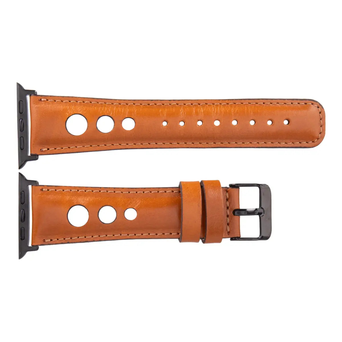 Premium Genuine Tan Leather Rally Strap for Apple Watch - Comfortable & Durable Replacement Band for Workout, Running & Everyday Use