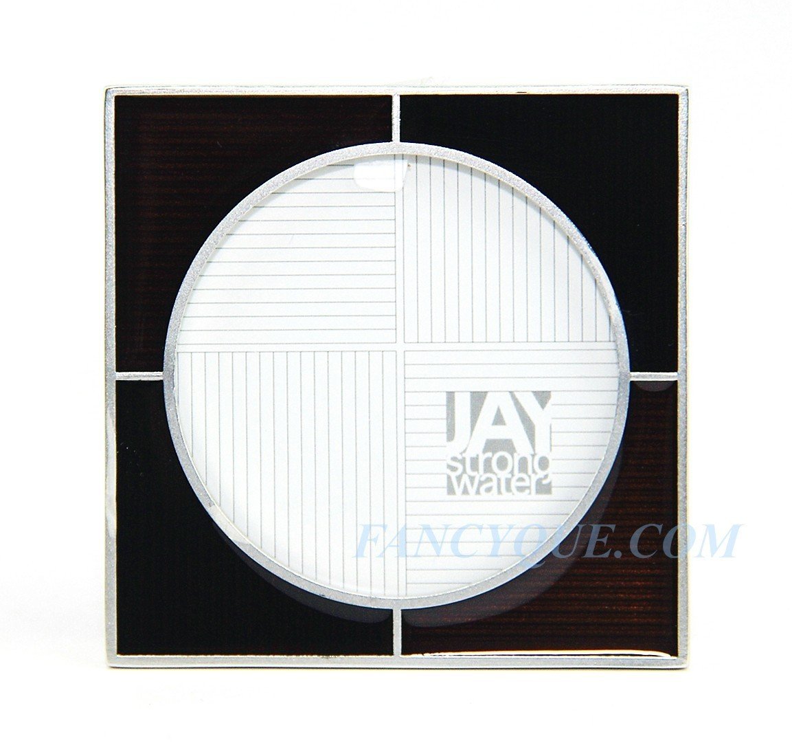Jay Strongwater Round in Square 2 Inch Picture Frame - Elegant Chocolate Brown Photo Frame for Home Decor, Office Display, and Gift Giving