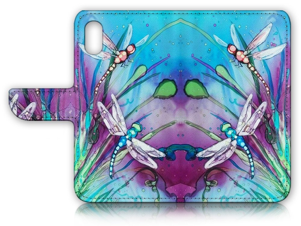 iPhone XR Wallet Case with Screen Protector - Art Dragonfly for Daily Protection