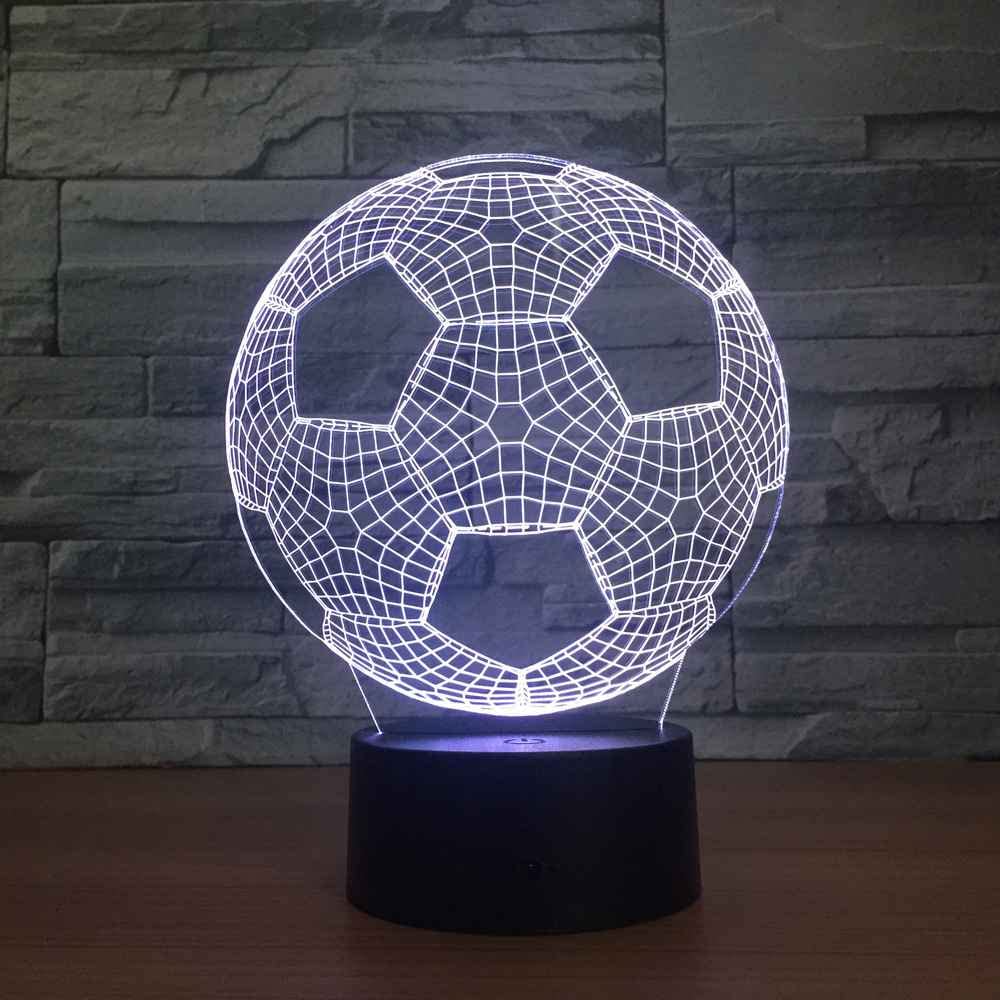 3D Football Night Light with Hologram Effect - 16 Color Changing LED Table Lamp with Remote Control, Touch Bedside Desk Light for Bedroom Decor, Perfect Christmas & Birthday Gift for Sports Fans (Ideal for Kids' Rooms, Game Rooms & Sports-Themed Parties)
