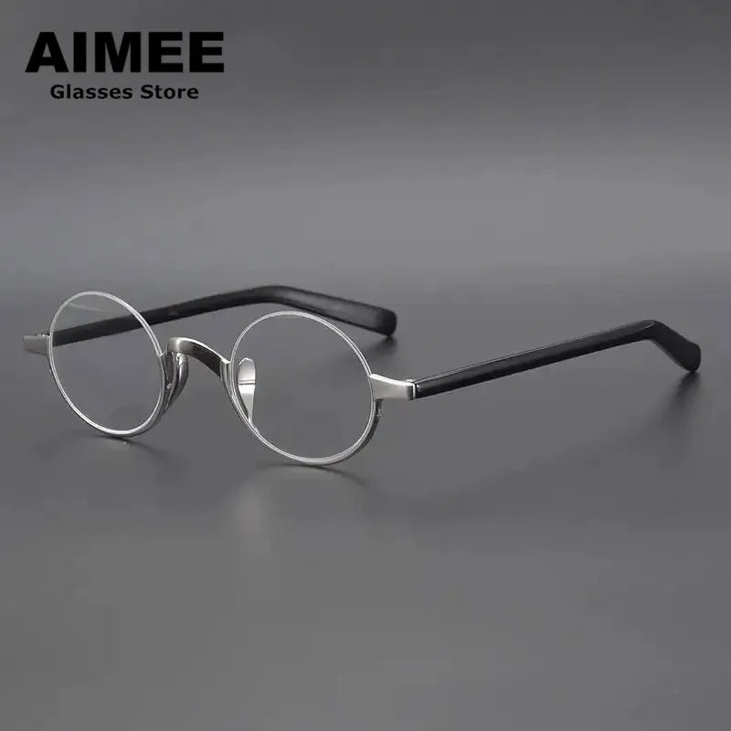 Aimee Unisex Semi-Rimless Round Titanium Eyeglasses Frame 111380 - Lightweight & Durable Eyewear for Work, Reading, and Everyday Fashion