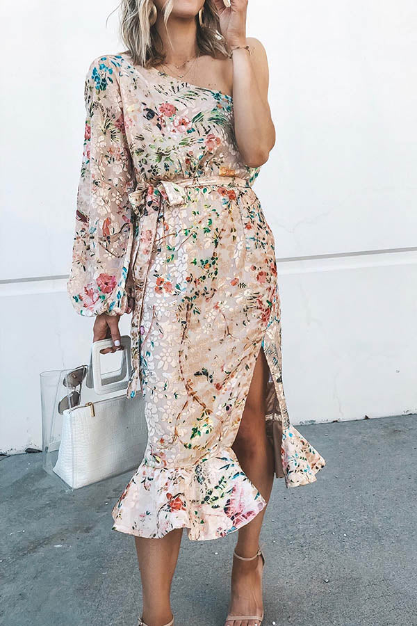 Floral Print One Shoulder Dress for Women | Spring Summer Fashion | Perfect for Weddings, Parties & Date Nights
