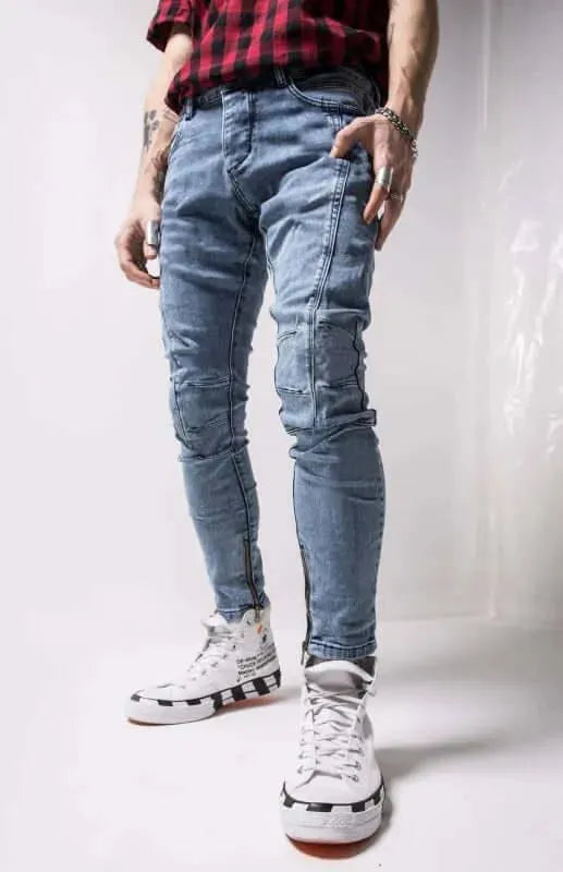 Trendy Ankle Zipper Street Style Jeans for Women - Fashionable Distressed Denim Pants with Zipper Detail | Perfect for Casual Outfits, Streetwear & Night Out Looks