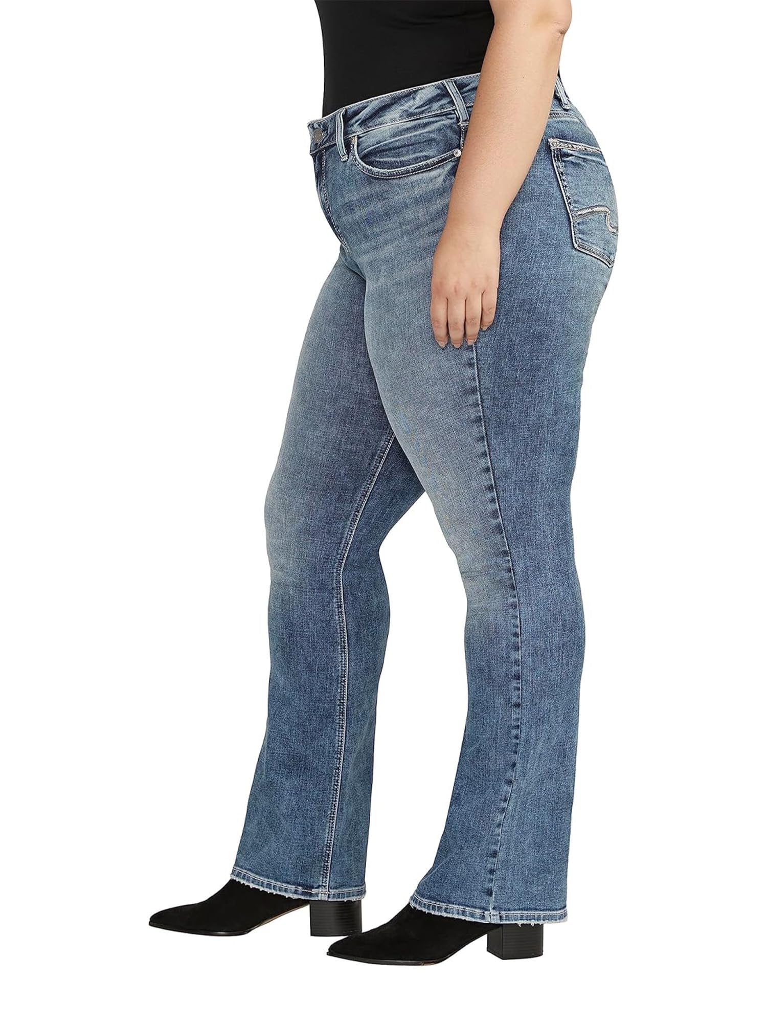 Silver Jeans Co. Women's Plus Size Suki Mid Rise Curvy Fit Bootcut Jeans - Comfortable Stretch Denim Pants for Work & Casual Wear