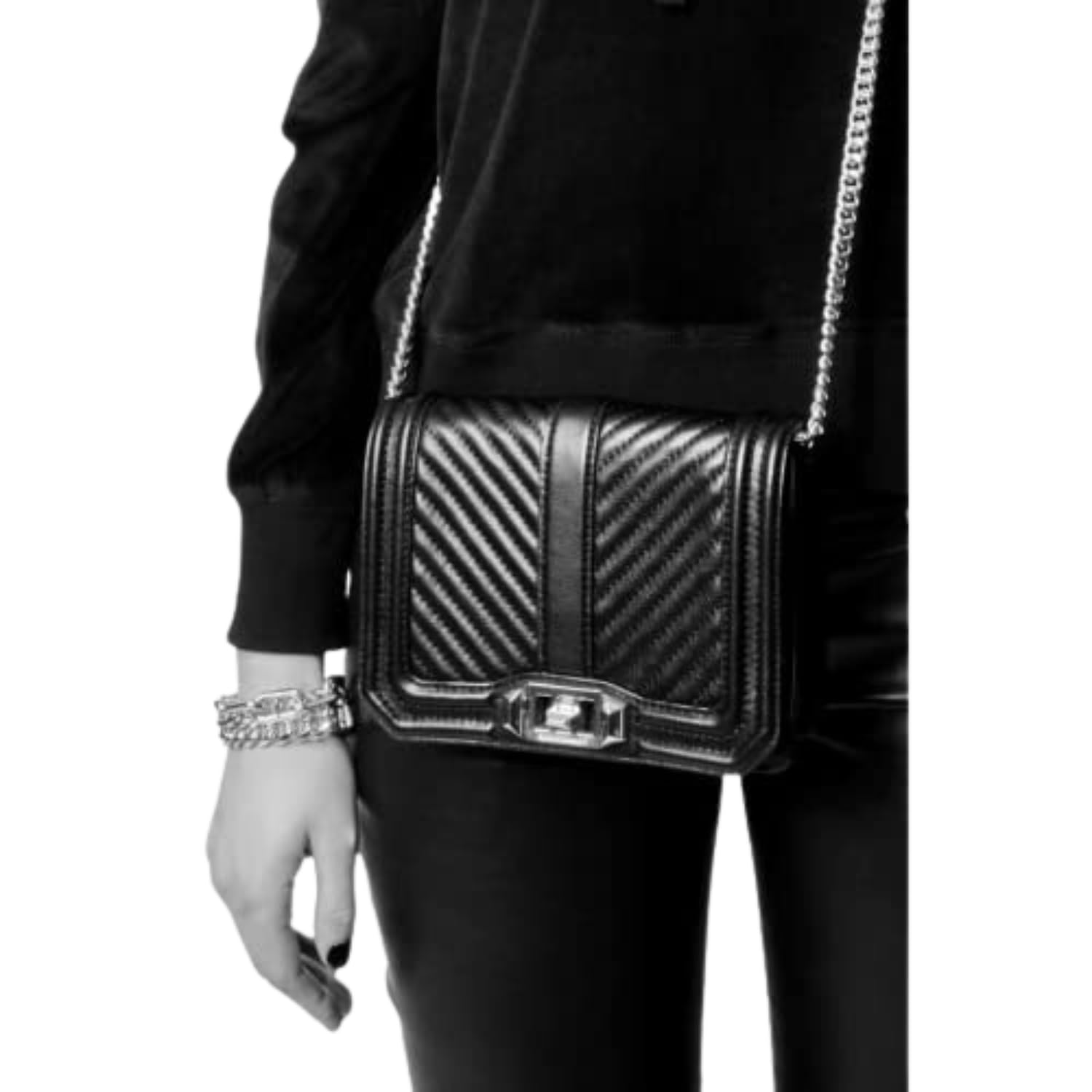 Rebecca Minkoff Women's Chevron Quilted Love Crossbody Bag - Stylish Small Shoulder Purse for Everyday Use, Work & Date Night