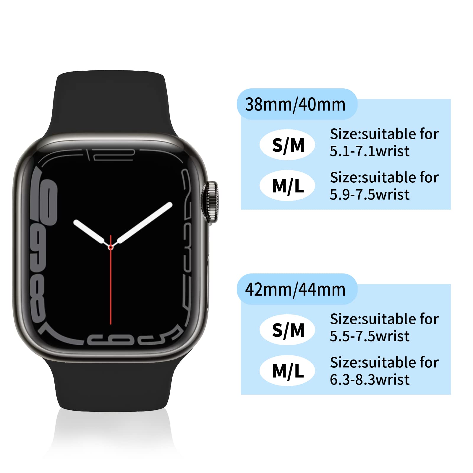 Soft Silicone Sport Replacement Bands for Apple Watch 38mm 40mm 41mm 42mm 44mm 45mm 49mm - Compatible with iWatch Ultra 2, SE, Series 9/8/7/6/5/4/3/2/1 - Durable Strap for Women & Men - Perfect for Gym, Running, Swimming & Everyday Wear