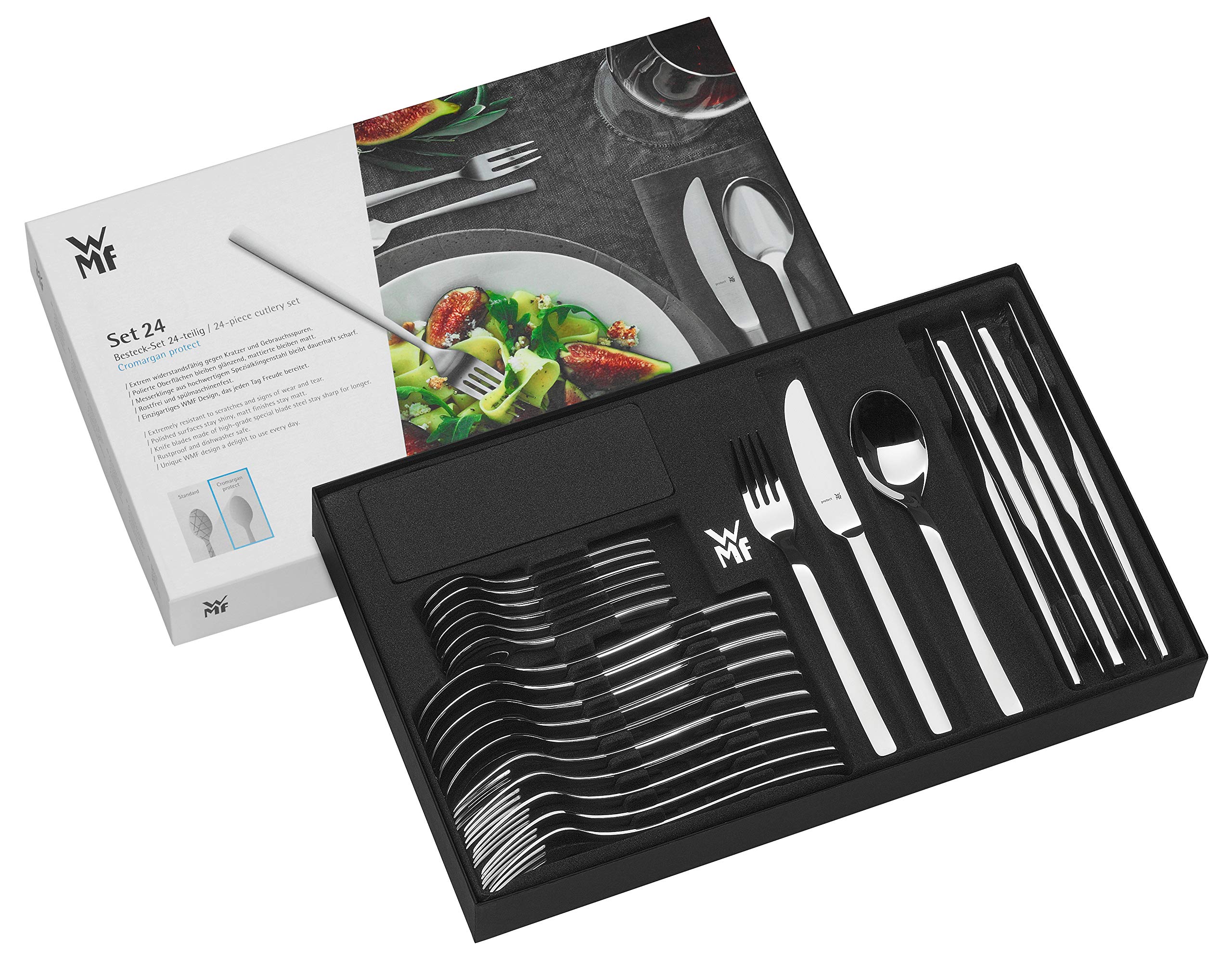 WMF Lyric Cromargan Stainless Steel Cutlery Set - 18/10 Polished Scratch-Resistant & Dishwasher Safe (7-Piece, Silver) - Perfect for Fine Dining, Dinner Parties & Everyday Use