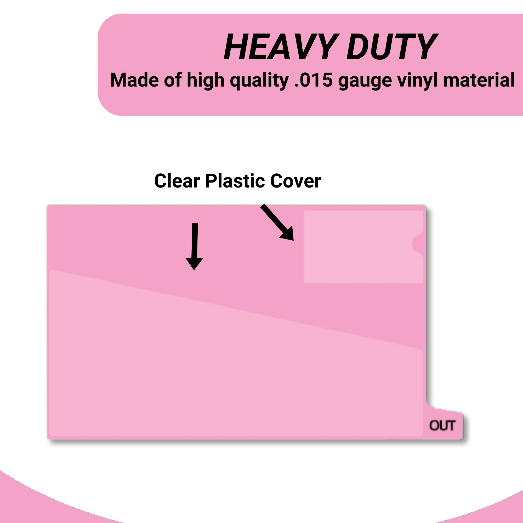 Doctor Stuff - Small Bottom Tab Vinyl Outguides with Diagonal Cut Front Pocket & Top Charge Out Slip Pocket | Plastic File Folder Legal Size 9