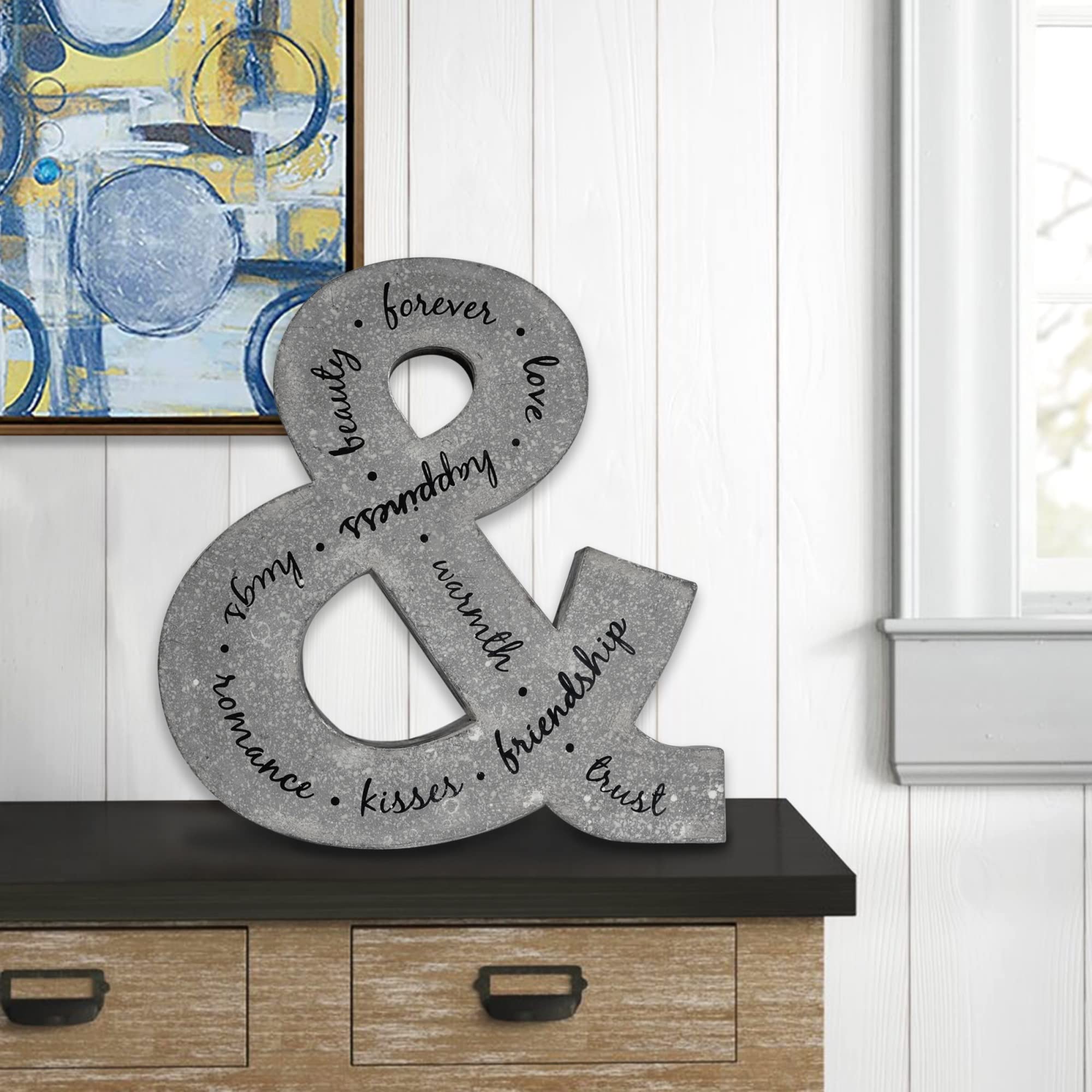 Galvanized Metal Ampersand Wall Decor - Rustic Home & Office Sign for Farmhouse, Wedding, Nursery & Living Room Decorations