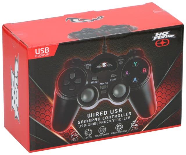 No Fear USB Gaming Controller - 1.5M Cable, Plug & Play - Adjustable for PC Gaming