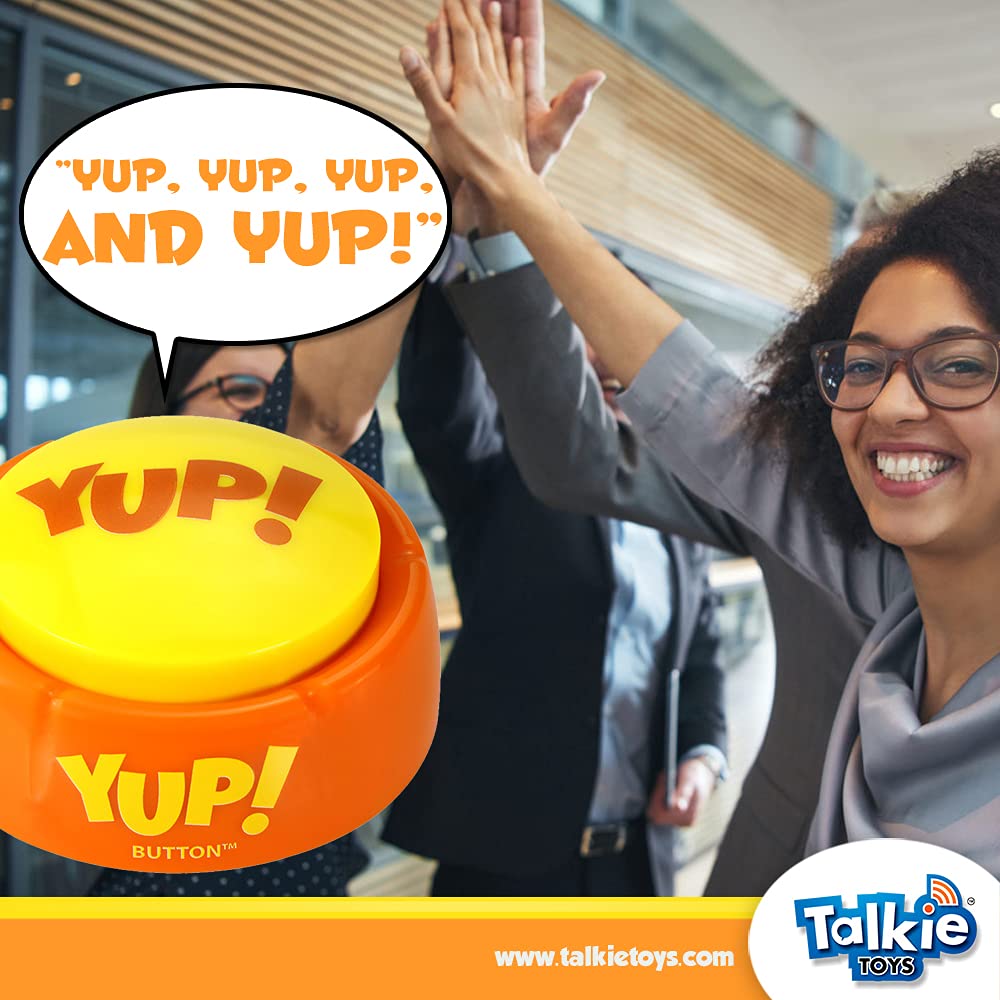 Talkie Toys Yup Button - Funny Talking Button with 10 Hilarious Sayings | Novelty Gag Gift for Parties, Office Pranks & Family Fun