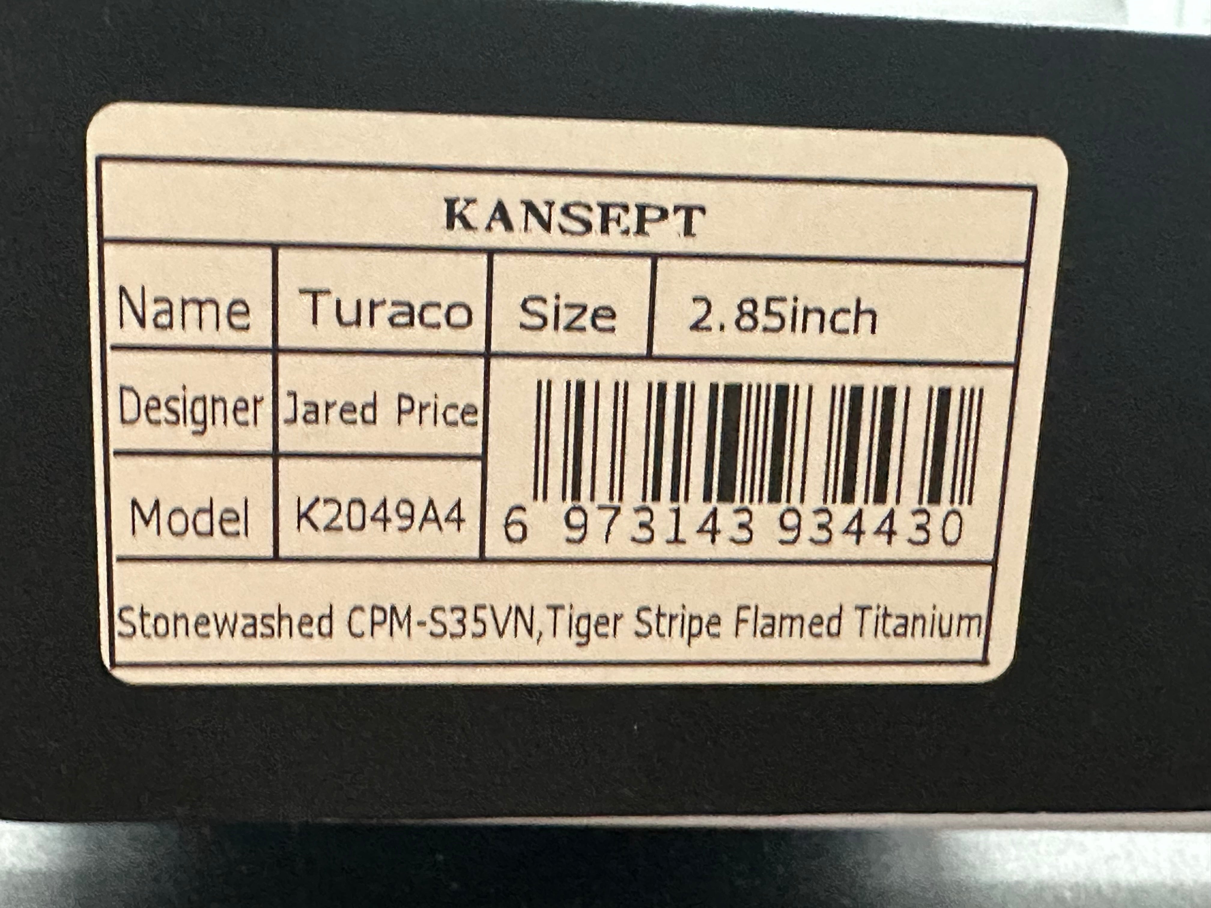 Kansept Turaco Frame Lock Folding Knife - 2.8
