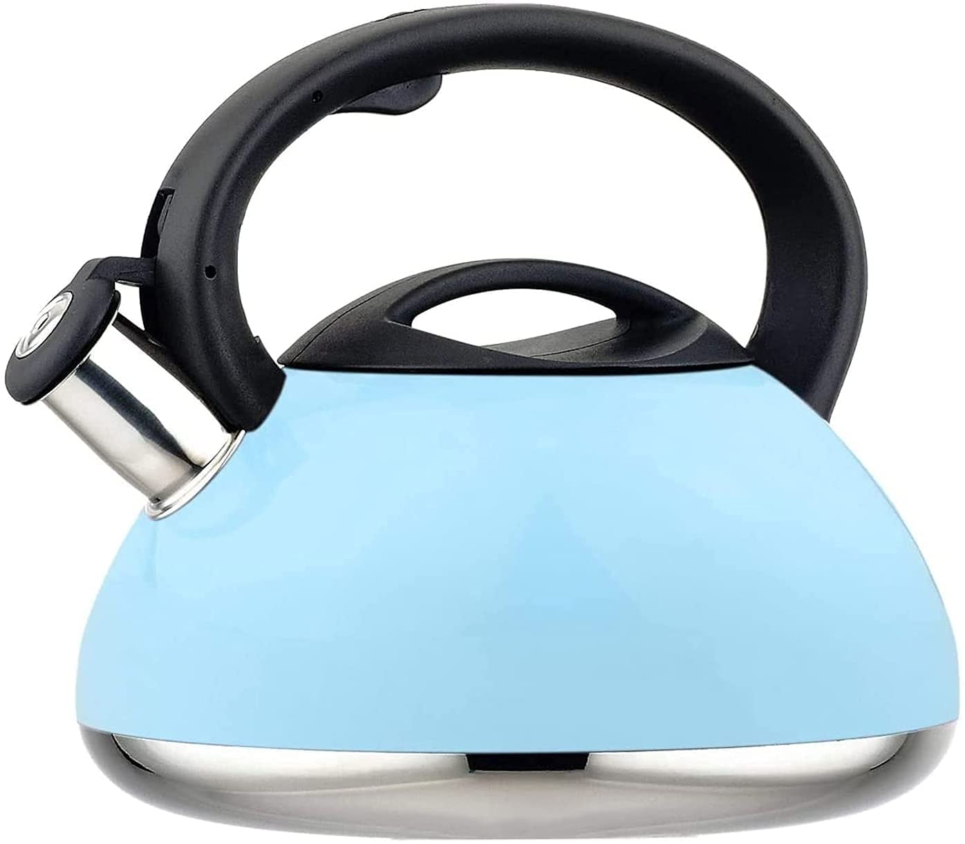 Stovetop Whistling Tea Kettle - 3L Stainless Steel Camping Coffee Pot with Heat-Resistant Ergonomic Handle - Perfect for Tea, Coffee & Outdoor Adventures (Blue) | Ideal for Home Kitchen, Camping & RV Trips