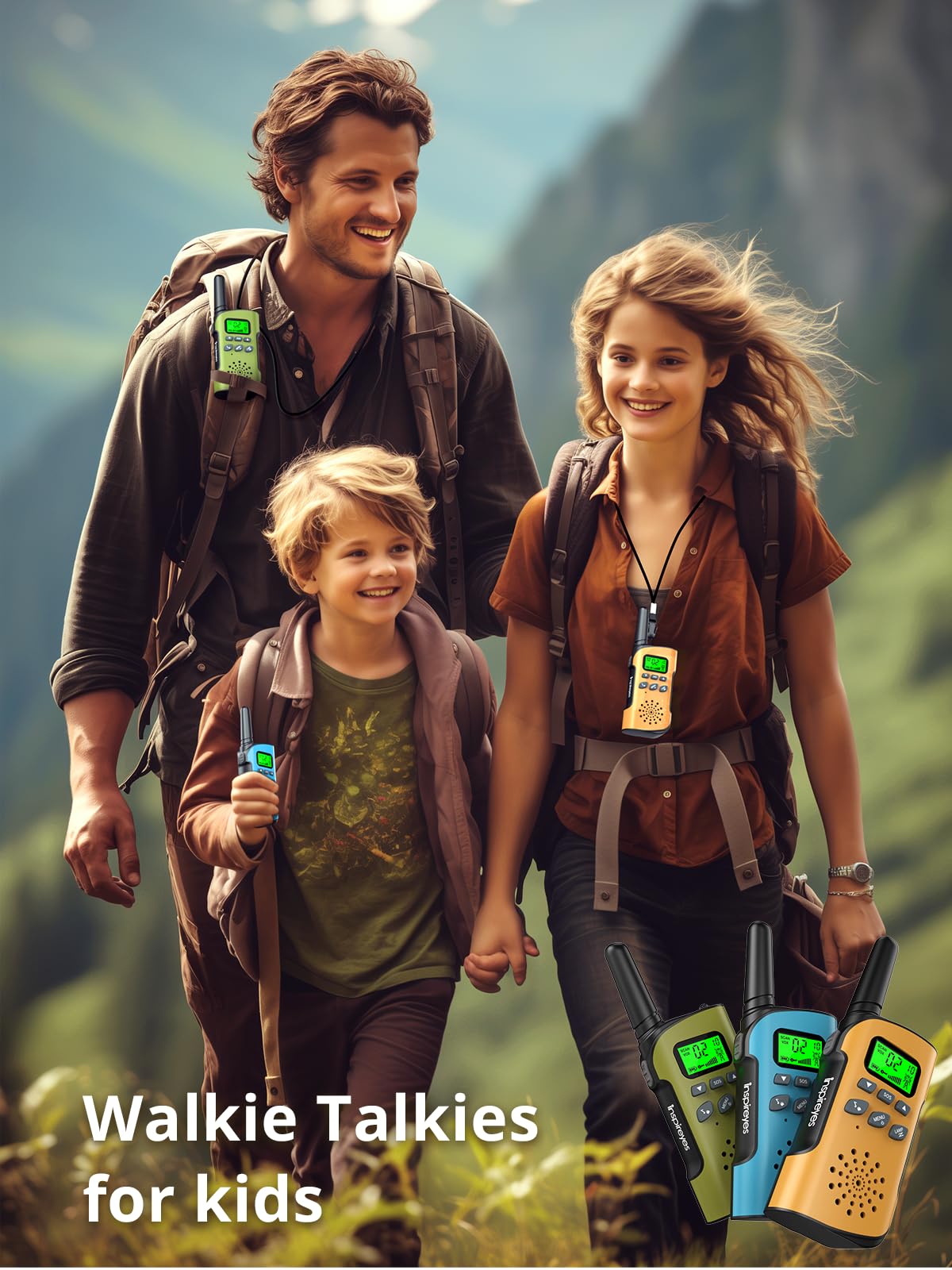 Rechargeable Walkie Talkies for Kids - Long Range 2 Way Radios for Outdoor Camping, Birthday & Christmas Gifts for Boys Ages 3-5, 5-8, 8-12 - Perfect for Easter Basket Stuffers, Backyard Games & Family Adventures (2 Pack)
