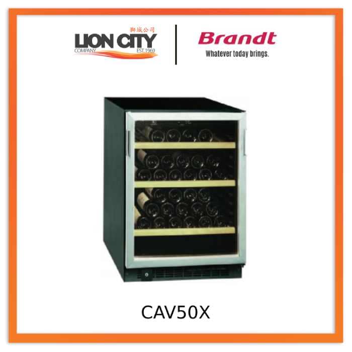Brandt CAV50X 50 Bottle Wine Cooler Refrigerator - Dual Zone Temperature Control, Freestanding or Built-In Design - Perfect for Home Bars, Restaurants, and Wine Cellars