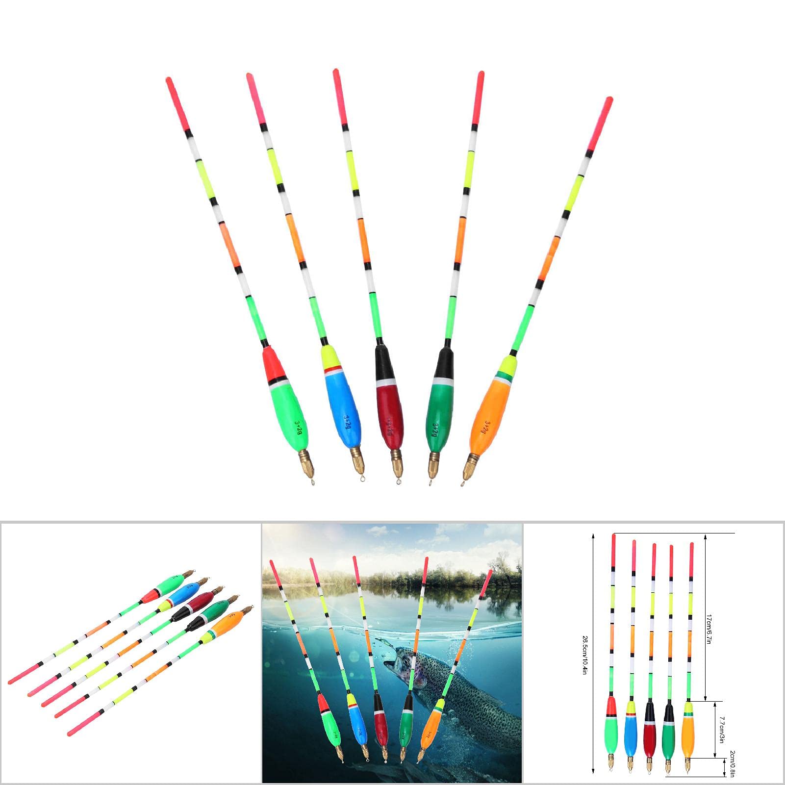 VGEBY 5PCS Balsa Wood Fishing Floats - 3g & 2g Bobbers with Bold Tail for Bite Detection | Durable Angling Equipment for Freshwater & Saltwater Fishing | Ideal for Trout, Bass, and Panfish