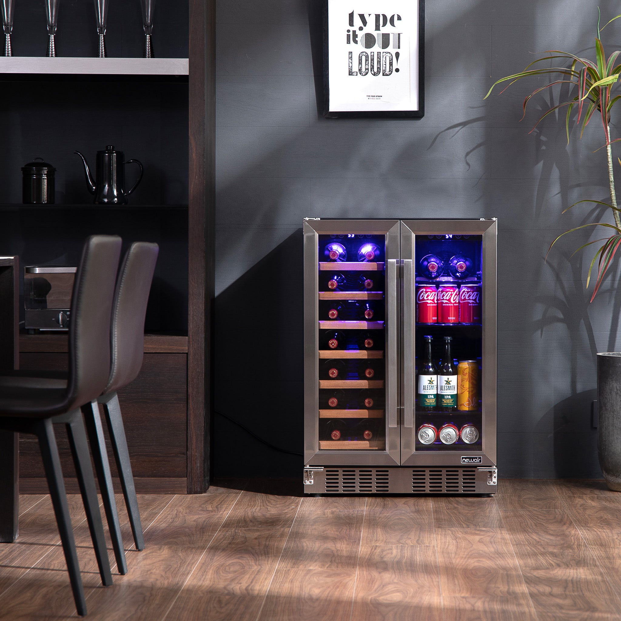 Newair® 24 Inch Dual Zone Wine and Beverage Cooler with French Doors - Perfect for Home Bars, Restaurants, and Wine Cellars