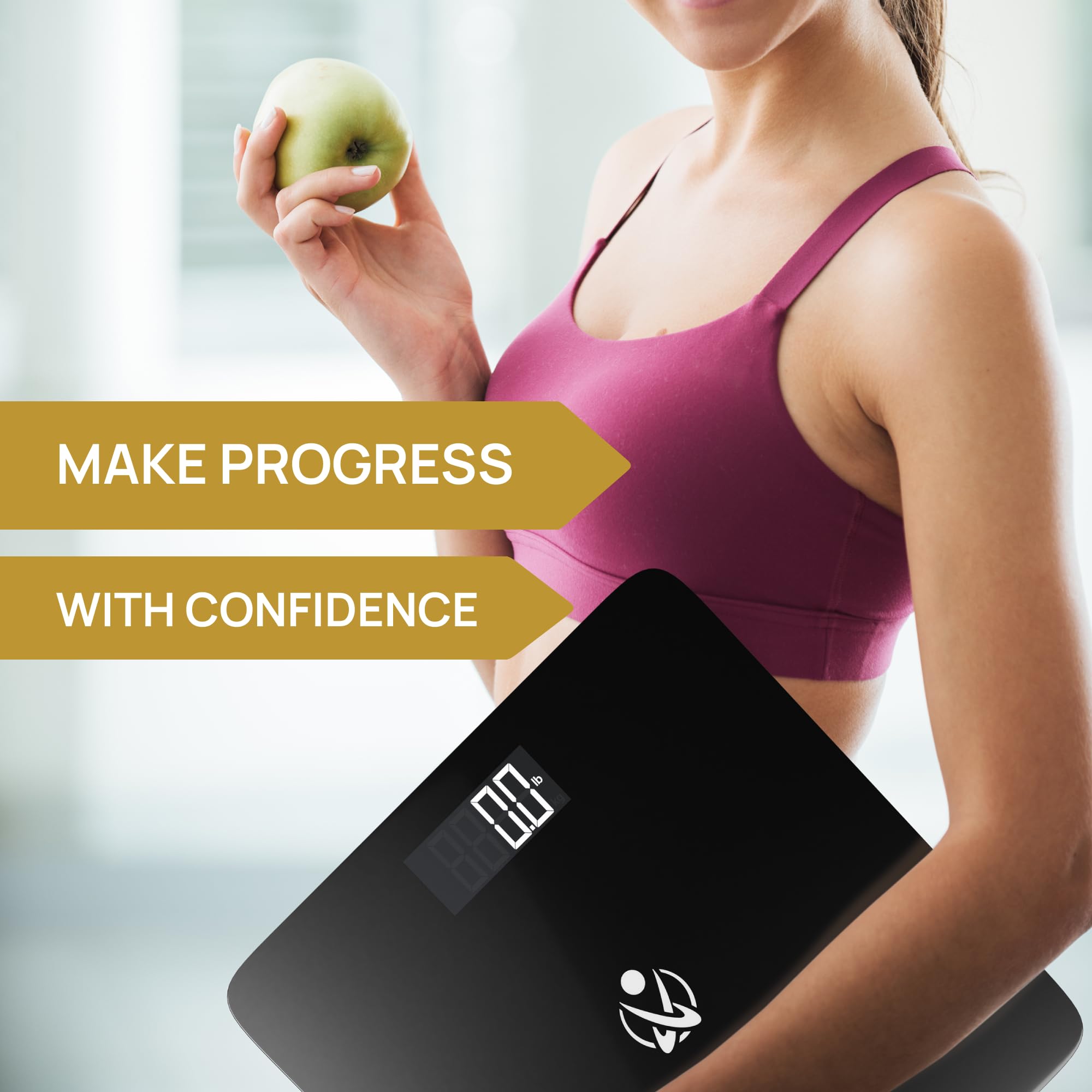 Inevifit Digital Bathroom Scale - Highly Accurate Body Weight Scale with LCD Display, Measures up to 400 lbs (180 kg) - Includes Batteries - Perfect for Home, Gym & Health Tracking