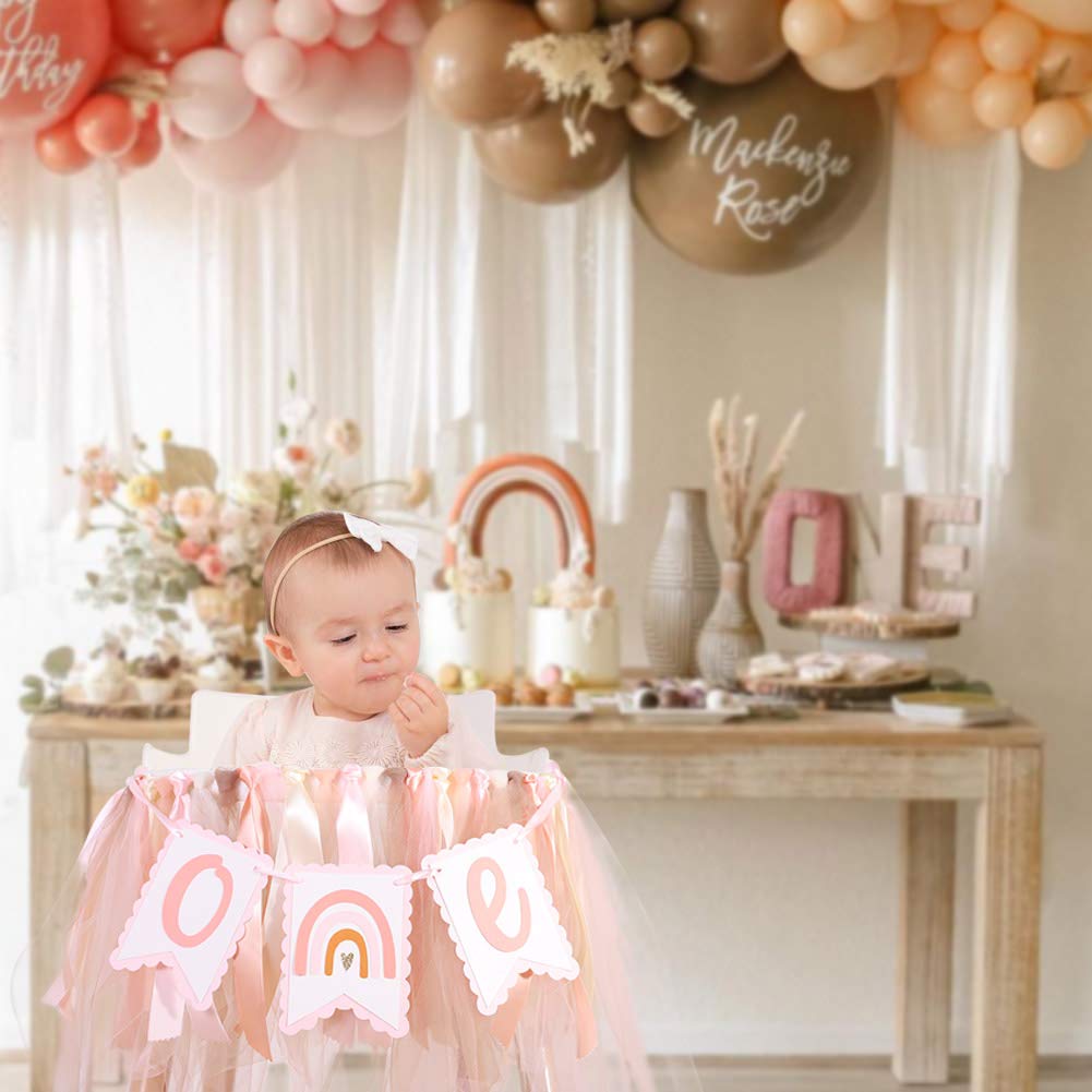 Bohemian Rainbow High Chair Banner - Neutral Modern 1st Birthday Decoration for Girls, Smash Cake & Photo Props | Perfect for Baby Showers, Birthday Parties & Photoshoots