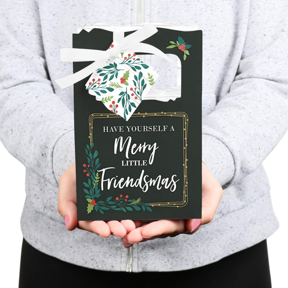 Rustic Merry Friendsmas Christmas Party Favor Boxes - Set of 12 - Perfect for Holiday Celebrations, Gift Exchanges & Festive Gatherings