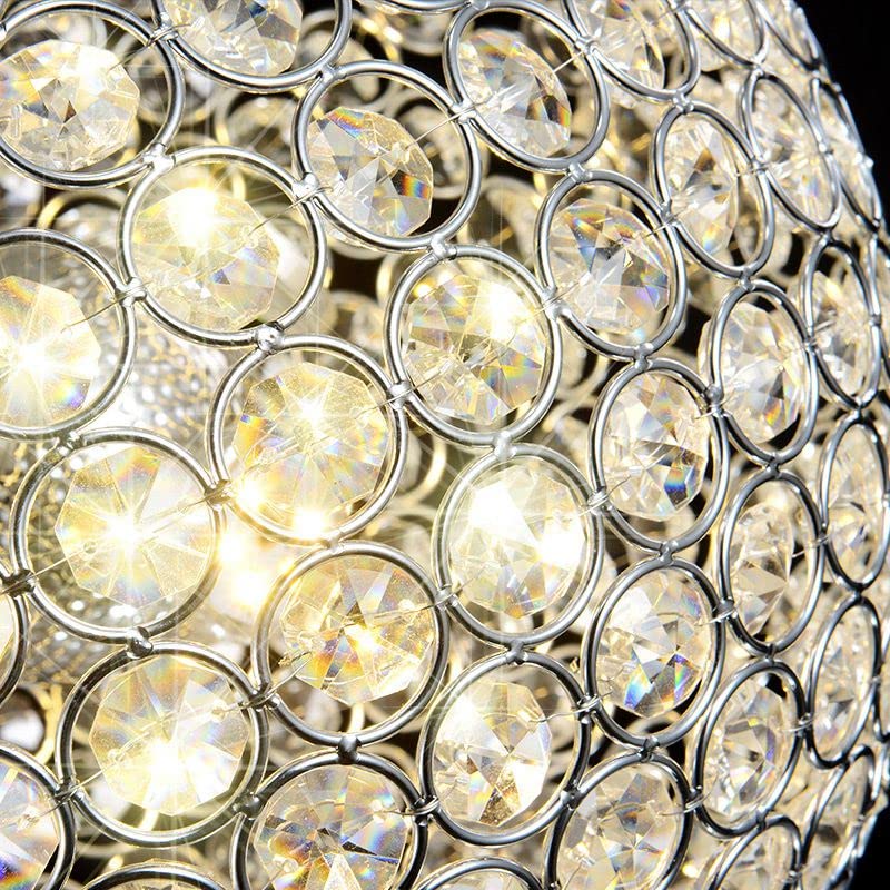 Modern Simple Design Crystal Hollow Out Ball Dining Room Ceiling Pendant Light - Chrome Gold Chandelier Fixture for Restaurant Balcony Porch Corridor (40cm, Silver) | Elegant Lighting for Home Dining & Commercial Spaces