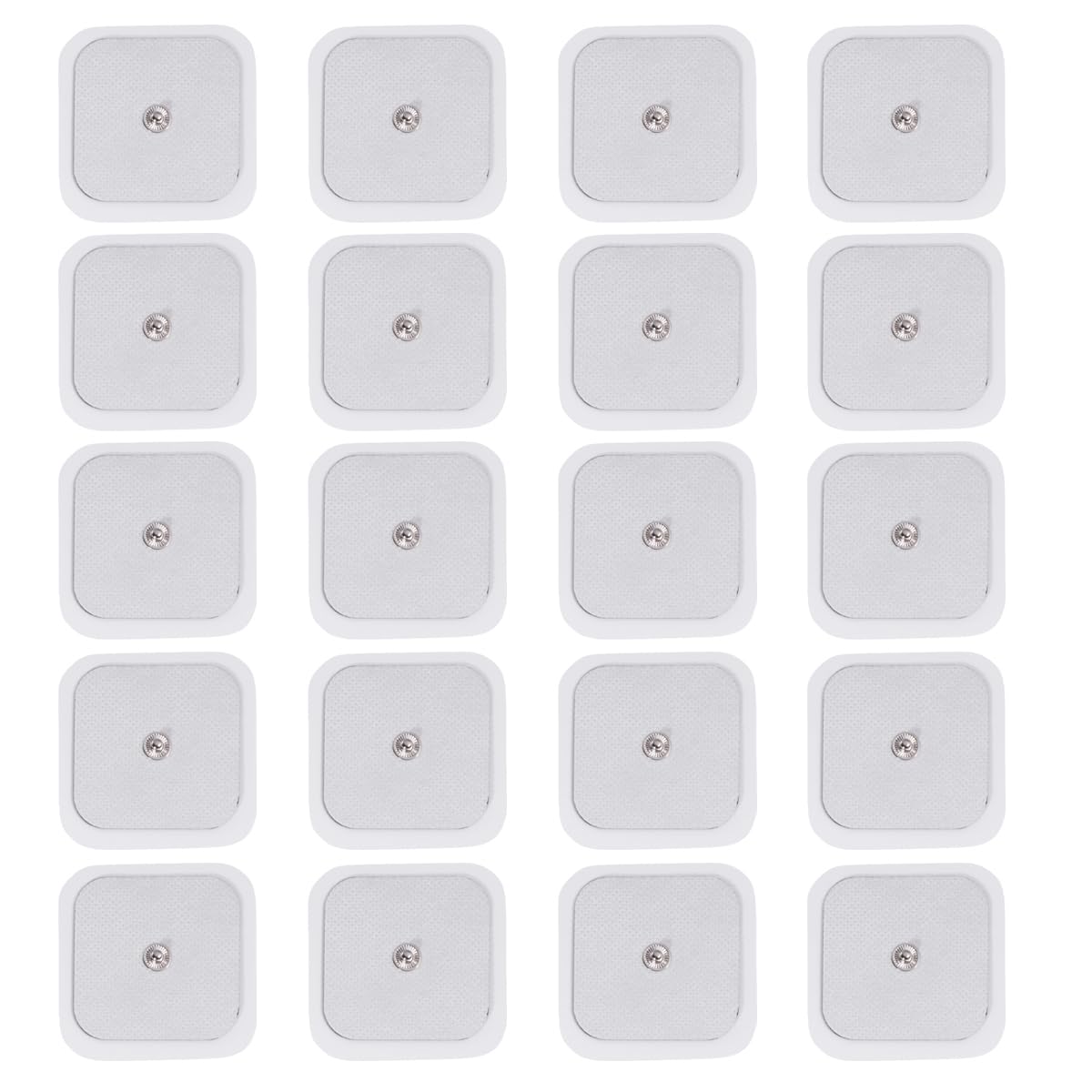 BESPORTBLE 20 Pack 5x5cm Reusable TENS Unit Electrode Pads - Self Adhesive Electrotherapy Pads Compatible with BEURER & Most TENS Devices - Perfect for Pain Relief, Muscle Recovery & Massage Therapy at Home or Clinic (White)