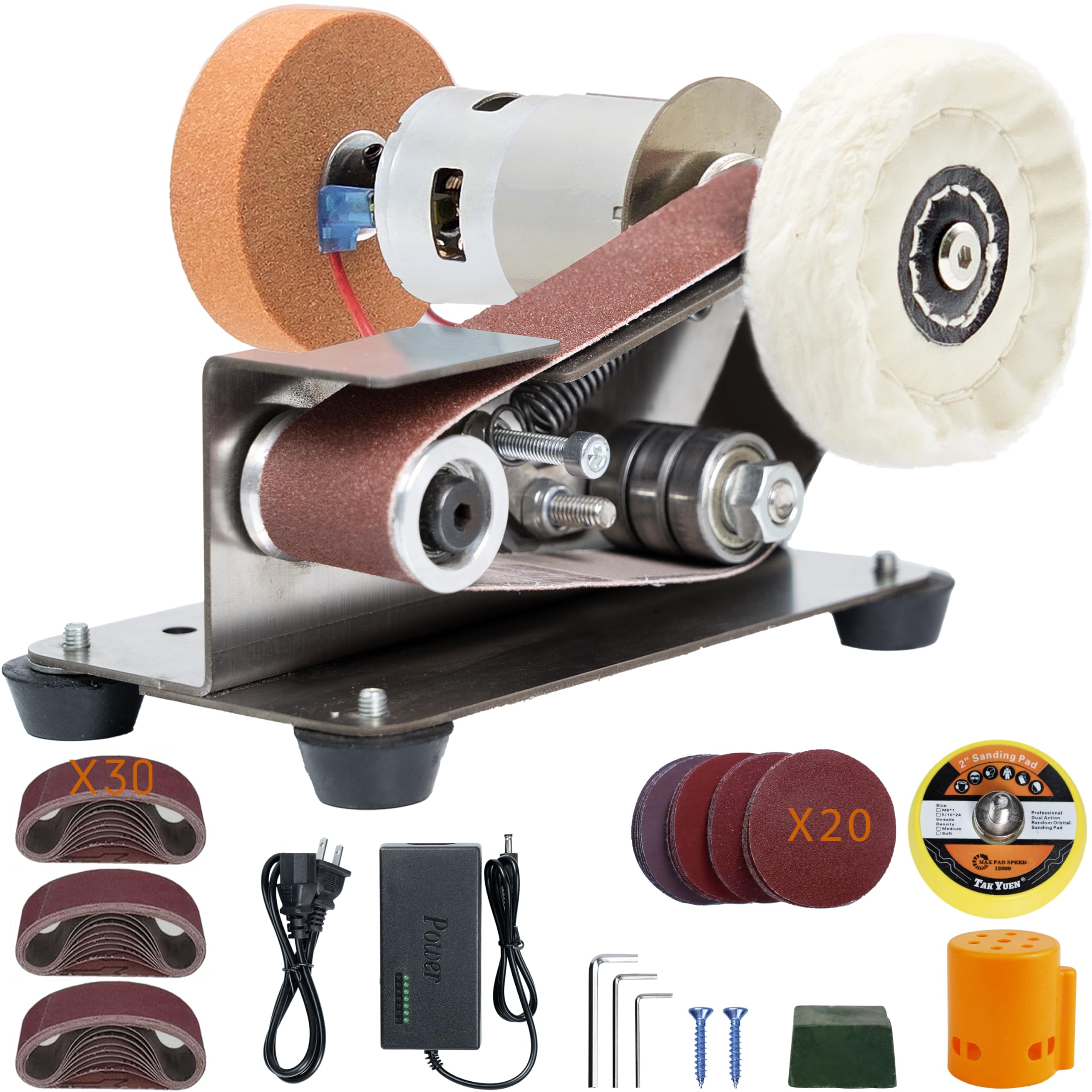 Mini Belt Sander 15° Electric Knife Sharpener - 7 Adjustable Speed Power Belt Grinder for Woodworking & Metal DIY Projects | Perfect for Knife Making, Sanding, and Polishing Small Items