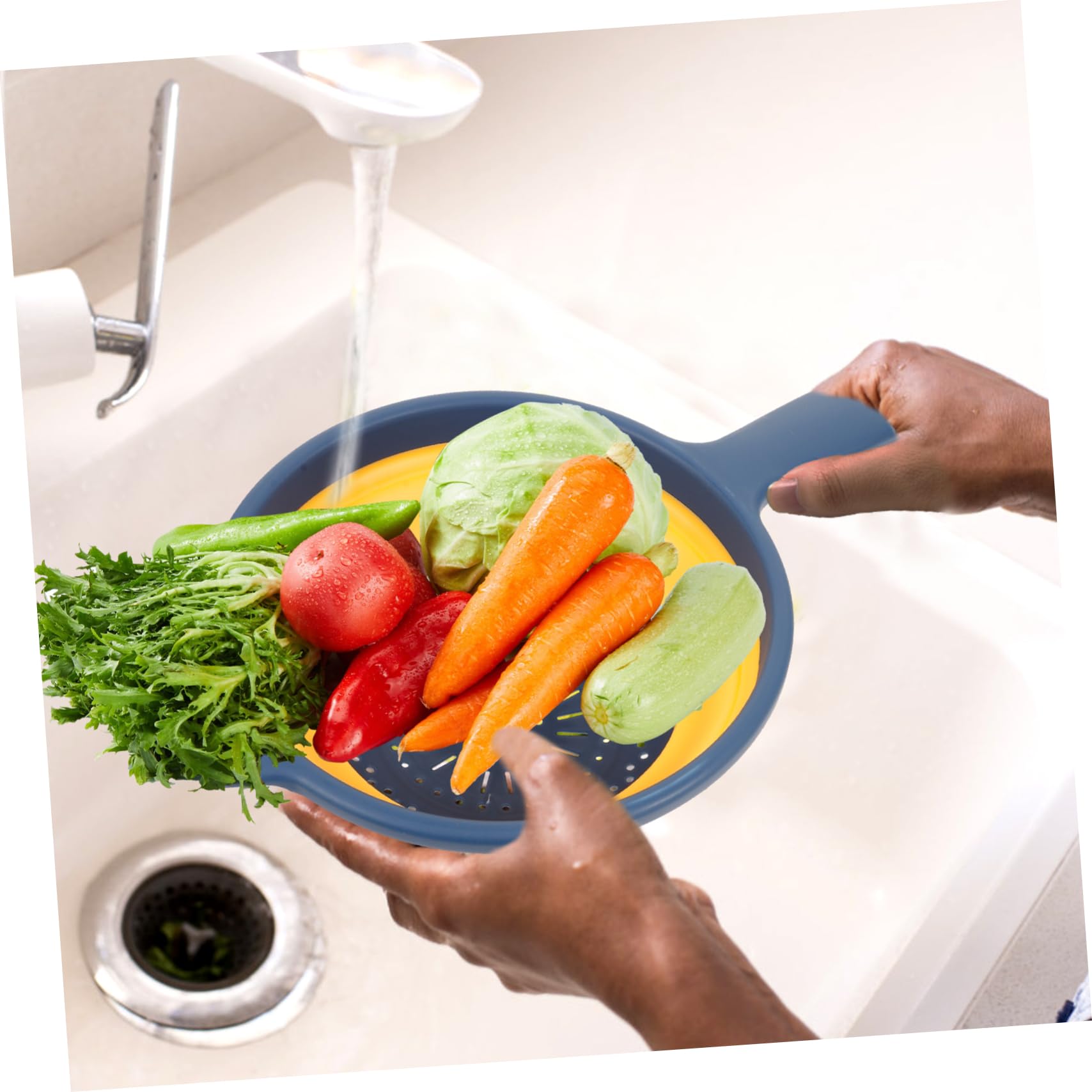 1PC Foldable Vegetable Washing Basket - Kitchen Sink Colander Strainer for Fruits & Veggies - Durable Household Draining Basket for Efficient Washing & Drying - Perfect for Meal Prep, Salad Making & Kitchen Organization