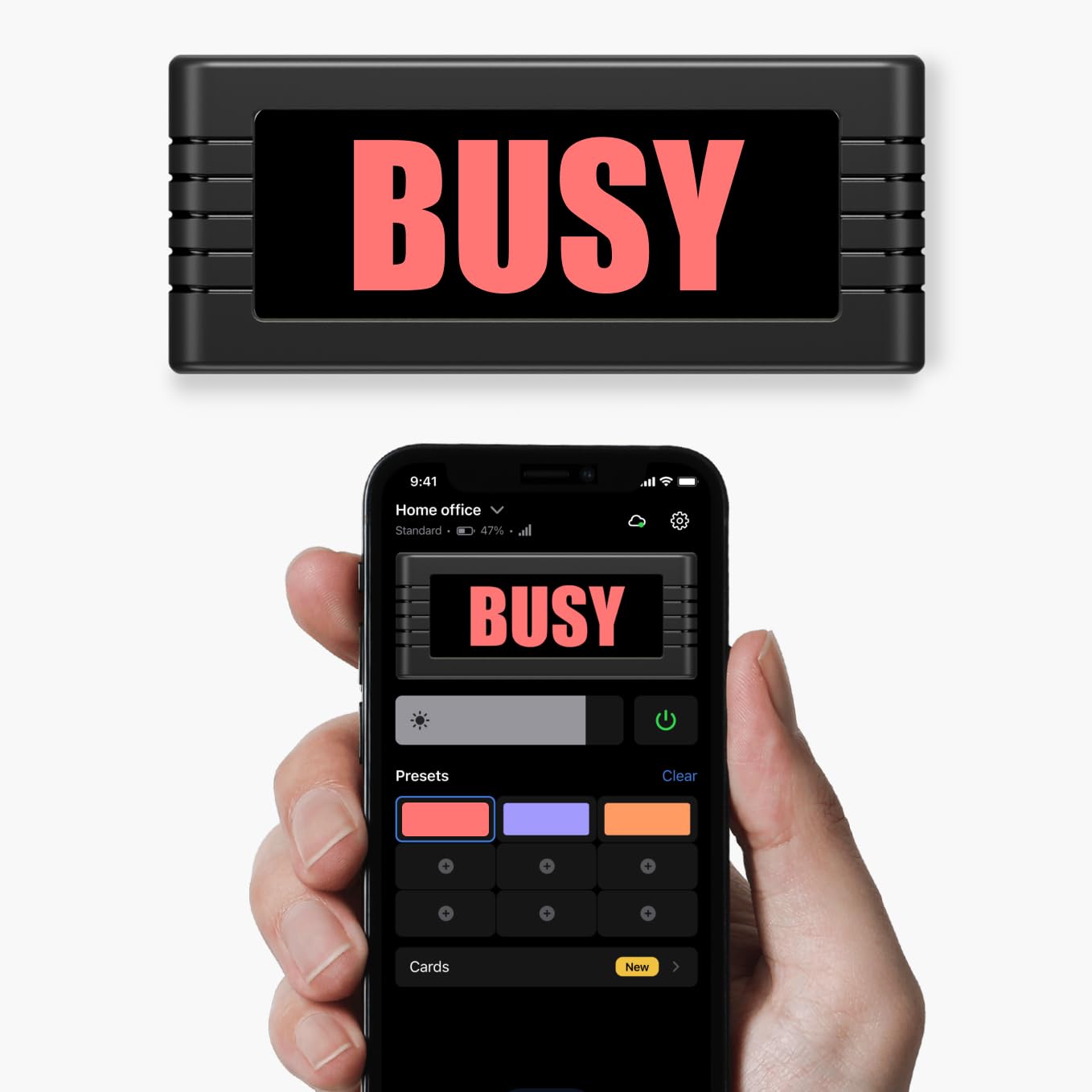 BusyBox S Smart Bluetooth LED Sign - 5000mAh Rechargeable Battery, Wireless Do Not Disturb/On Air Light for Home Office, Online Classes, Meetings, Recording Studio & Gaming Room - Perfect for Zoom Calls, Streaming & Work From Home Decor