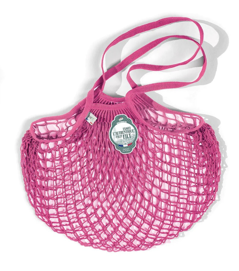 Eco-Friendly Reusable Mesh Grocery Shopping Bag - Pink Sorbet Color, Perfect for Farmers Market, Beach Trips & Sustainable Shopping