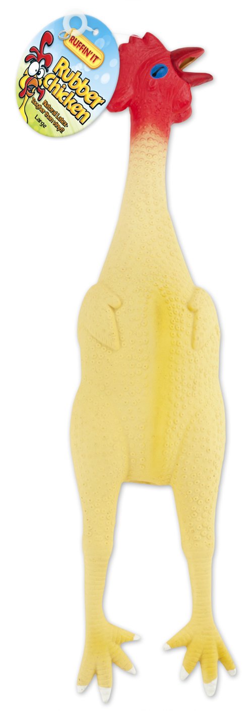 Ruffin' It Large Rubber Chicken Dog Toy - Durable Chew Toy for Aggressive Chewers, Interactive Play & Training - Perfect for Fetch, Tug-of-War & Outdoor Activities