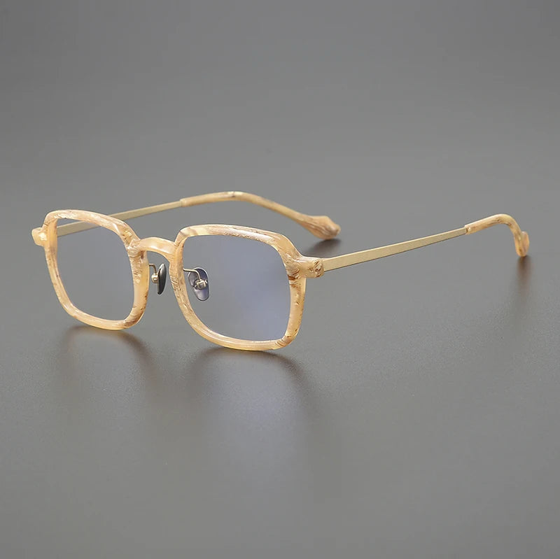 Stylish Black Unisex Square Acetate & Titanium Eyeglasses Frame 96072 - Perfect for Work, Reading & Fashion Accessories
