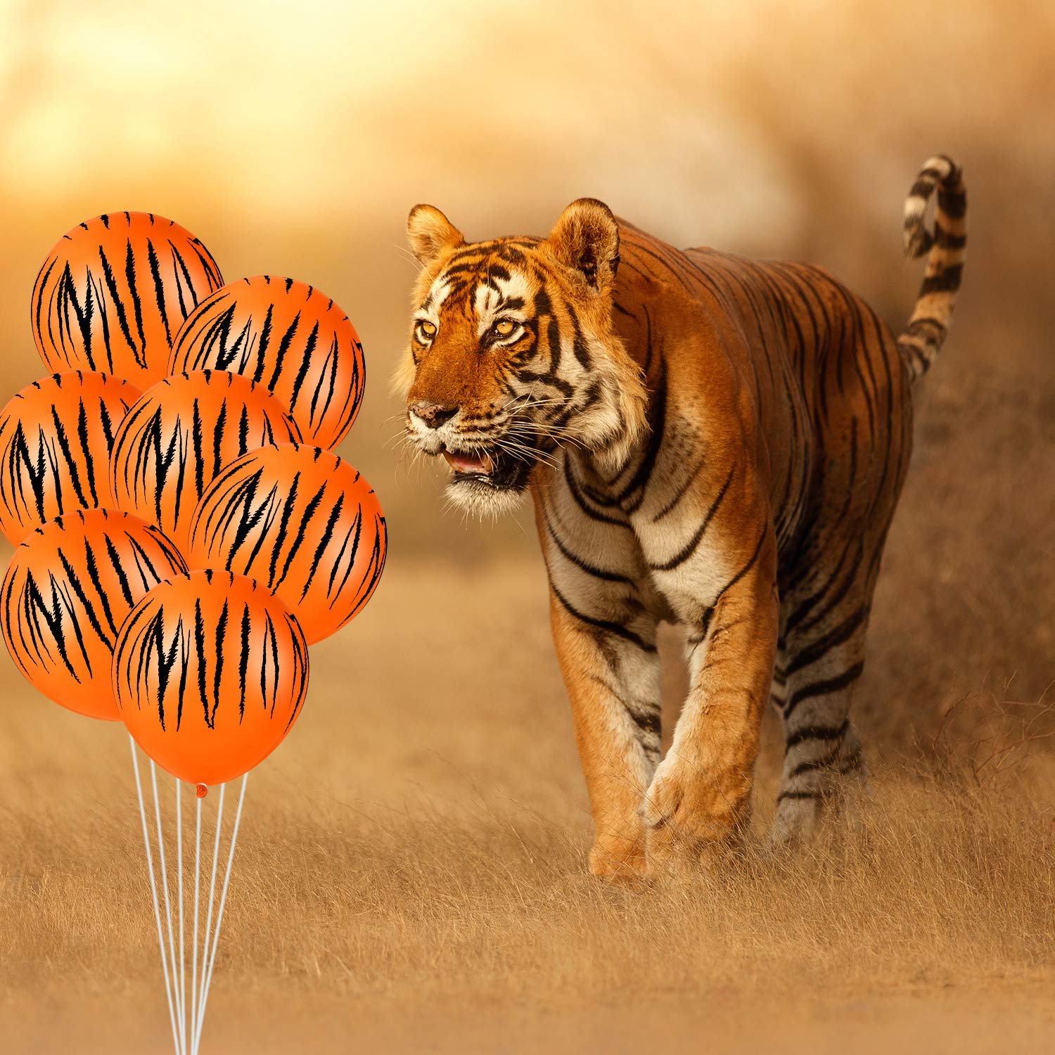 40-Piece Tiger Print Balloons - Jungle Animal Striped Balloons for Safari, Zoo & Jungle Birthday Party Decorations - Perfect for Animal Theme Parties, Baby Showers & Wild One Celebrations