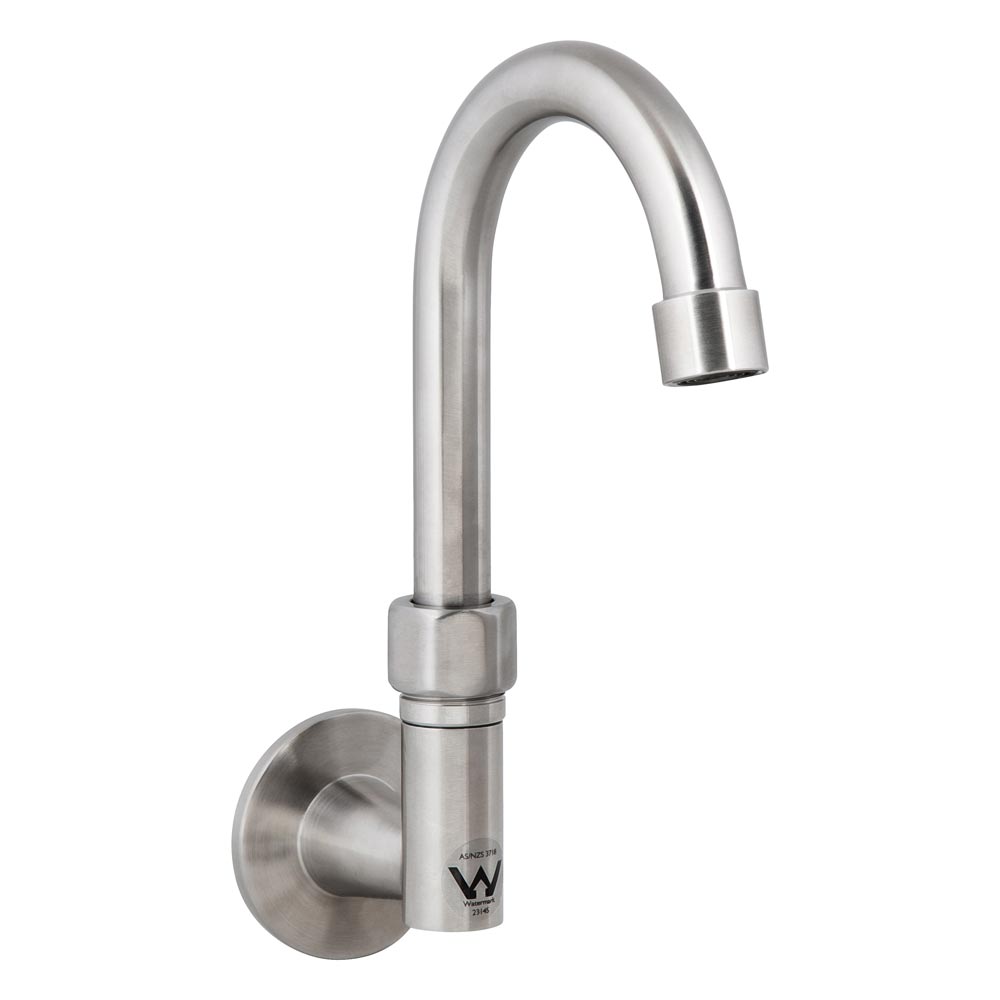 3Monkeez Stainless Steel Wall Elbow with Gooseneck Swivel Spout - 7 Spout Options for Kitchen, Bathroom & Outdoor Sink Faucet Installation