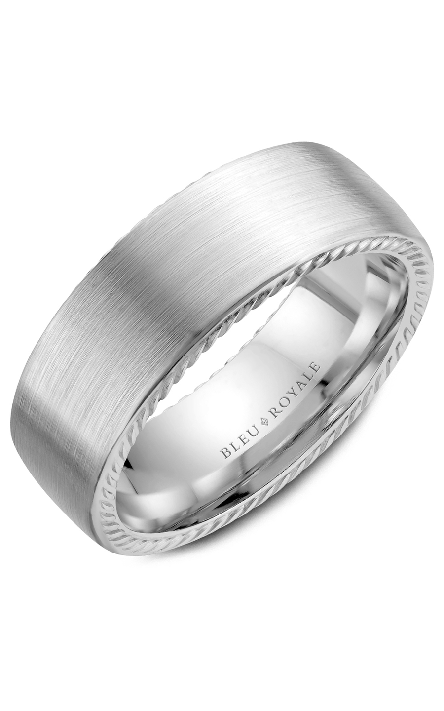 Bleu Royale Men's Wedding Band RYL 065W8 - 14K White Gold Classic Ring for Groom, Engagement & Anniversary - Perfect for Formal Occasions & Romantic Proposals