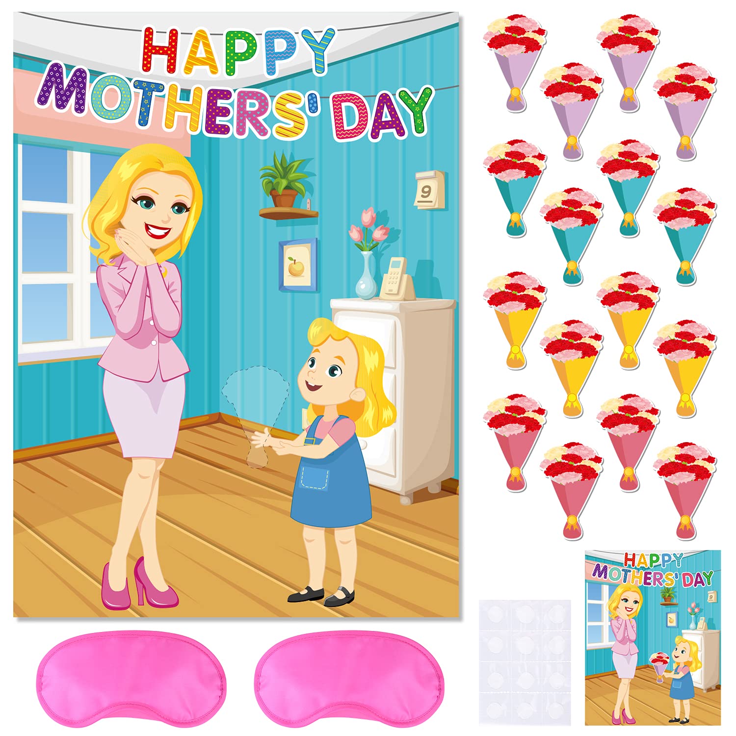 Fun Mother's Day Party Game - Pin The Carnation Flowers on The Girl's Hand | DIY Mother's Day Party Decorations & Activities | Perfect for Family Gatherings & Kids Birthday Celebrations