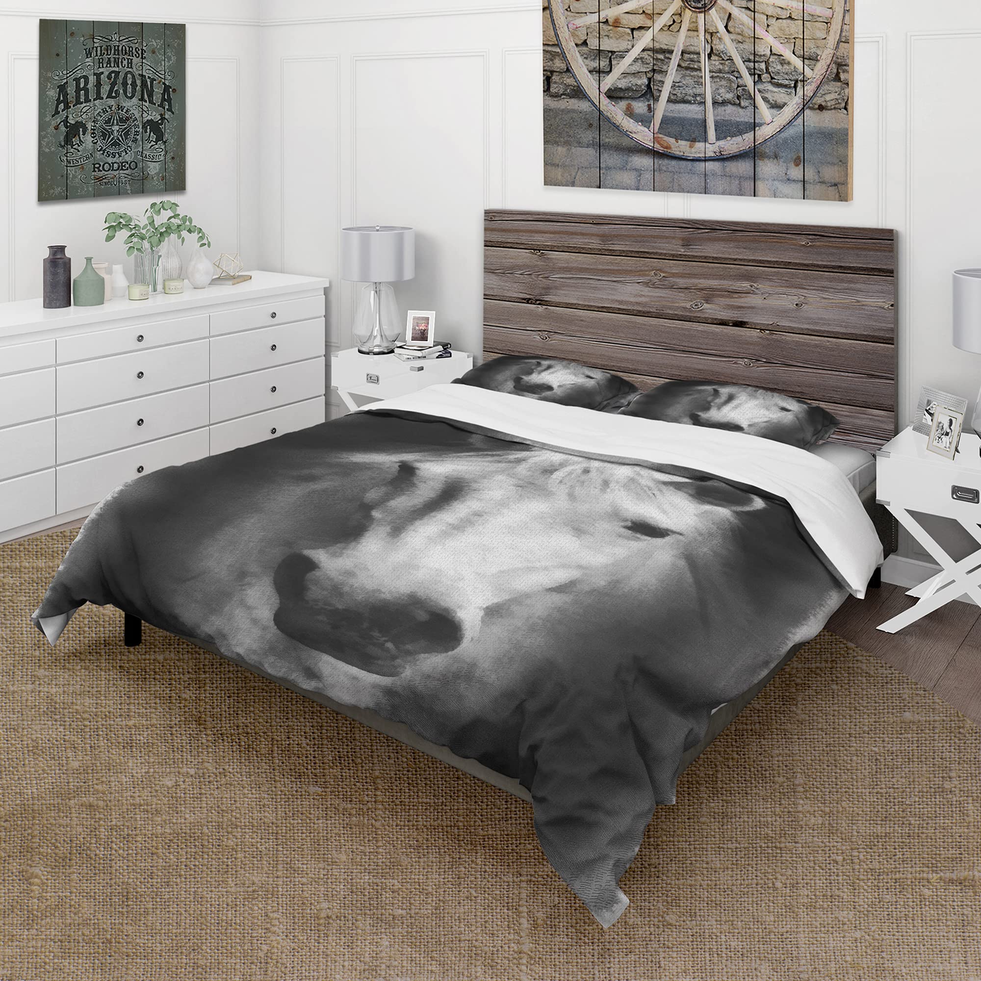 Farmhouse Horse Duvet Cover Set Queen Size - 3 Piece All Season White Bedding Set for Cozy Farmhouse Style Bedroom Decor | Perfect for Guest Rooms, Master Bedrooms & Vacation Homes
