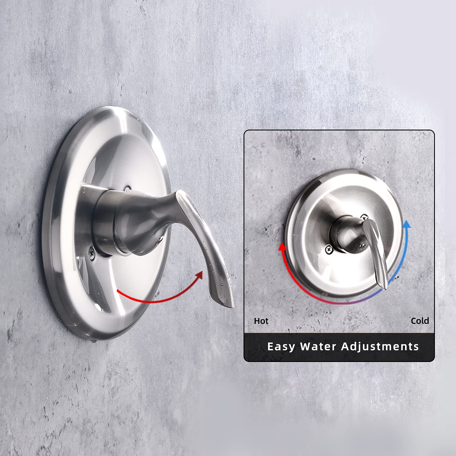 NEWATER Dual Function Shower Faucet Set with Tub Spout - Pressure Balancing Shower Trim Kit (Includes Rough-in Valve) - Brushed Nickel Wall Mounted Single Handle Bathroom Fixture for Modern Home & Spa Experience