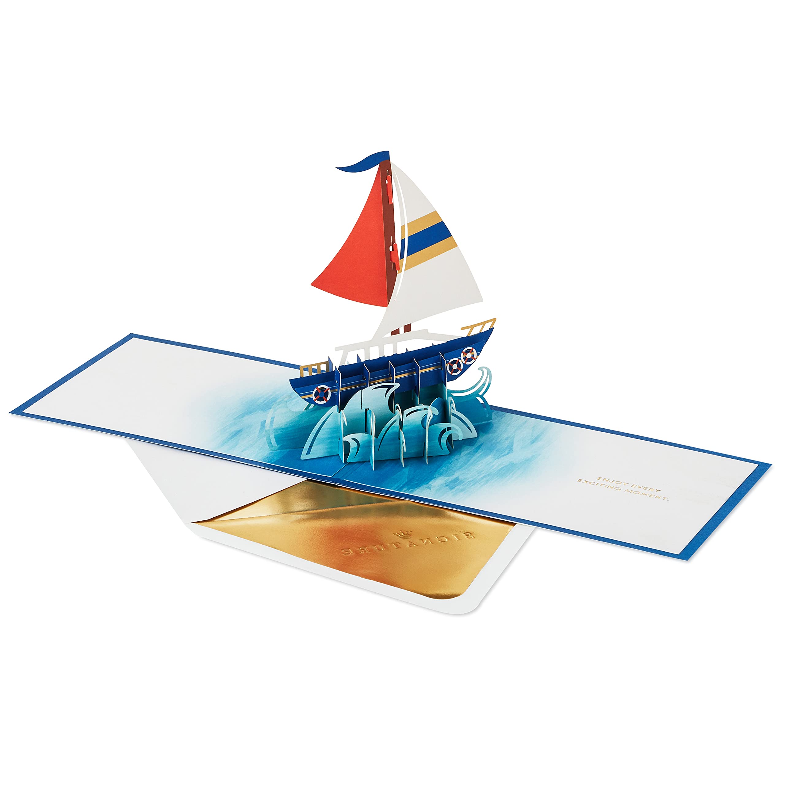 Hallmark Signature Paper Wonder Pop Up Birthday Card - 3D Sailboat Design for Men & Women | Perfect for Nautical Themed Parties & Special Occasions