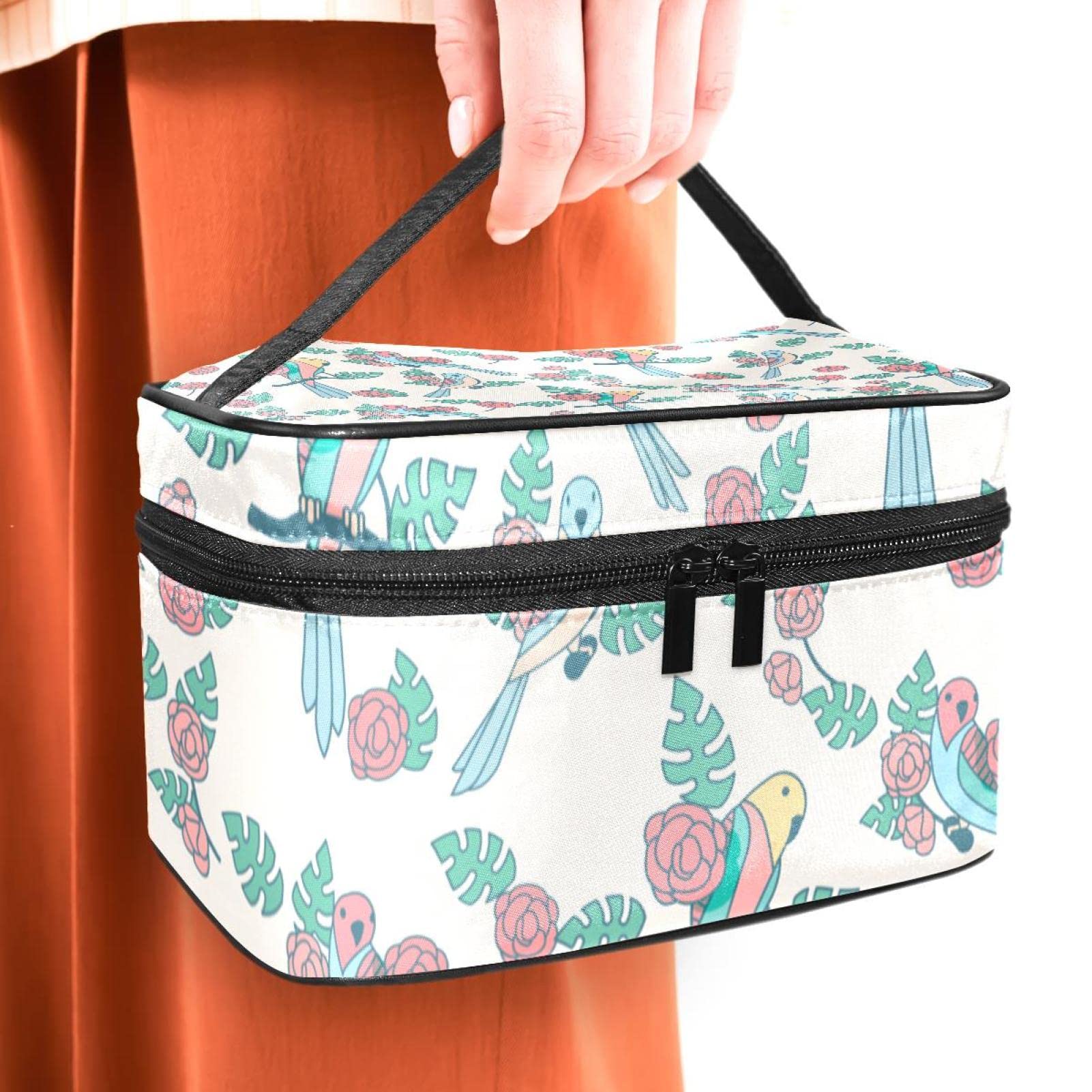 Stylish Budgie Print Cosmetic Makeup Organizer & Travel Toiletry Bag for Women - Perfect for Travel, Home Storage & Gift for Girls