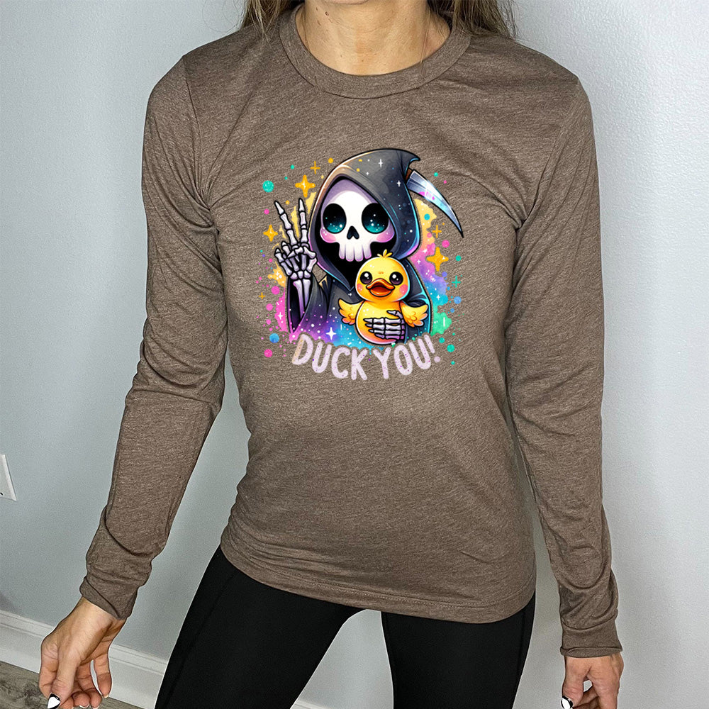 Premium Long Sleeve T-Shirt for Men & Women | Funny 'Duck You' Graphic Tee - Comfortable Casual Wear for Everyday, Street Style & Gifts