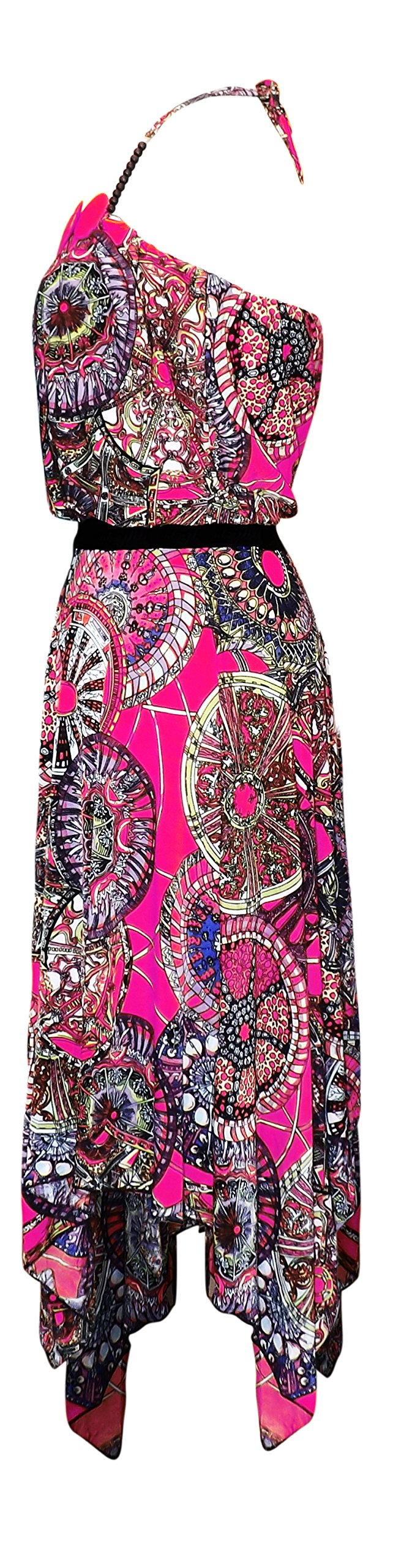 Women's Boho Loose Fit Dress - Multicolor Flowy Handkerchief Hem Top for Casual Wear, Beach & Summer Outfits