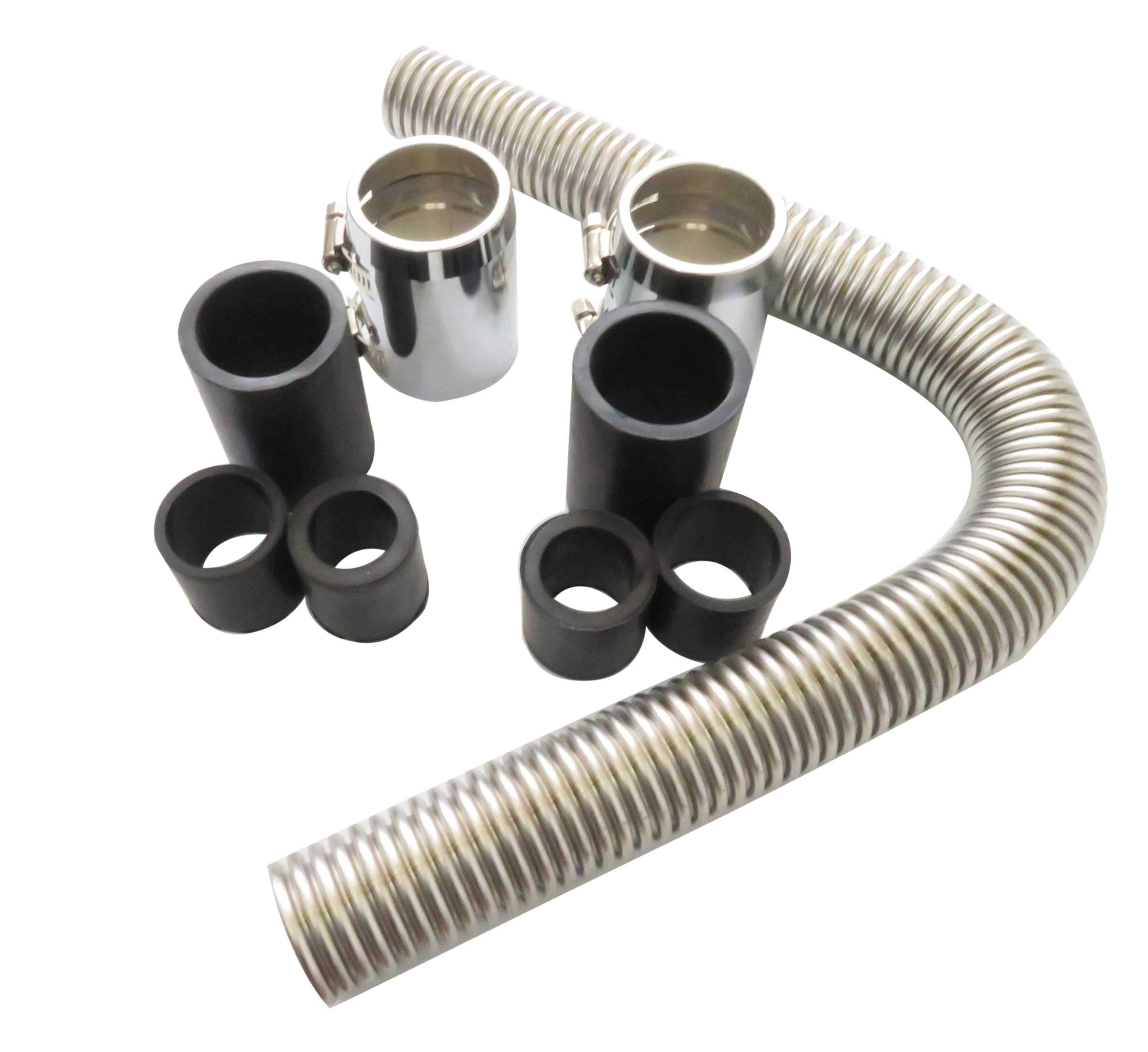 Gxcdizx 24 Inch Stainless Steel Radiator Hose Kit - Flexible Coolant Water Hose with Caps - Universal Fit for Cars, Trucks & SUVs - Perfect for Engine Cooling System Maintenance & Repair