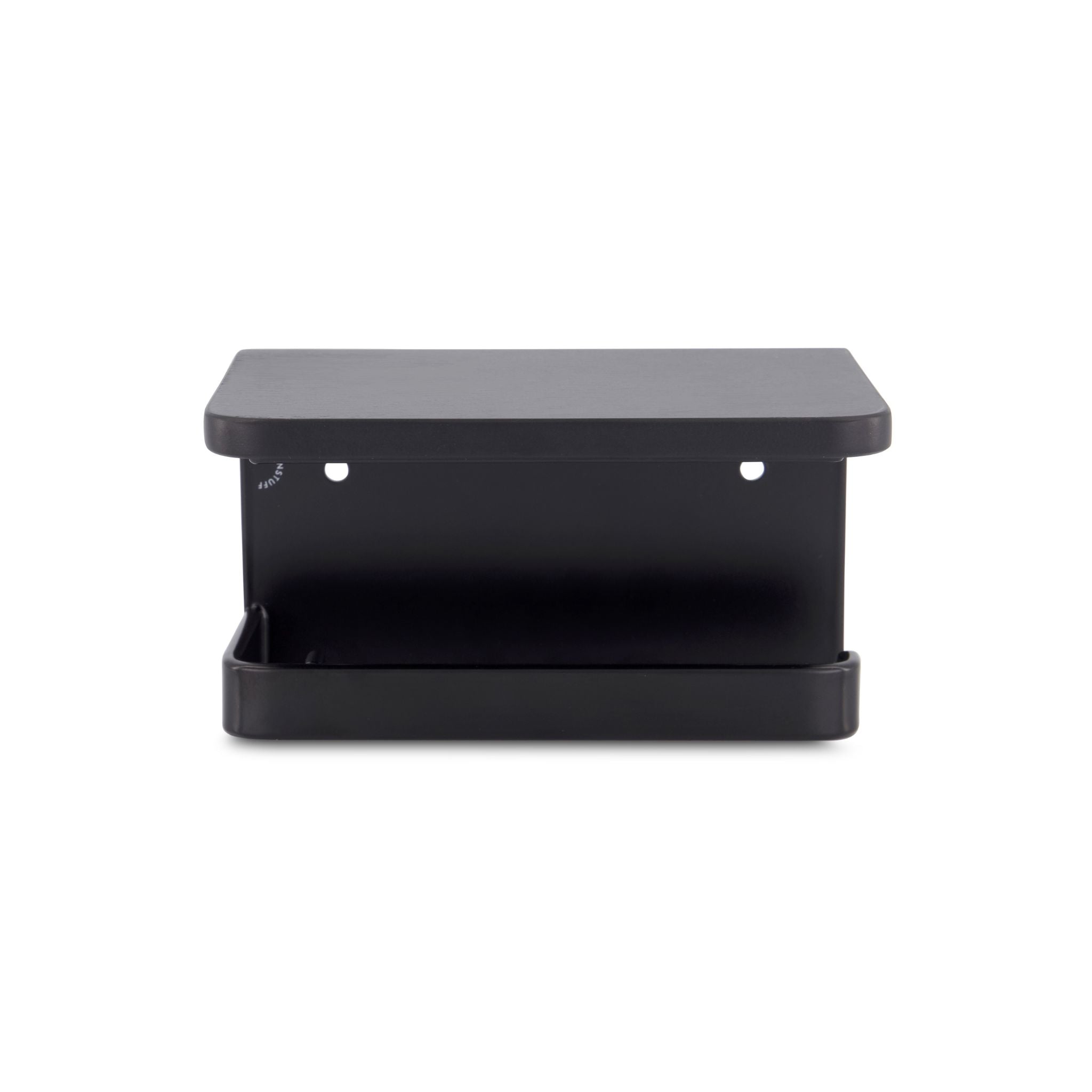 DESIGNSTUFF Black Single Toilet Paper Holder with Shelf - Bathroom Storage Organizer for Small Spaces & Modern Home Decor