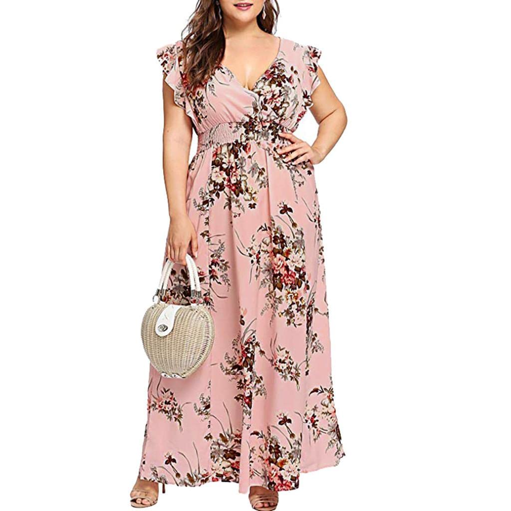 Plus Size Maxi Dress for Women - Stylish Boho Floral Print Empire Waist Long Summer Dress | Casual Beach Wear, Vacation Outfit, Wedding Guest Dress
