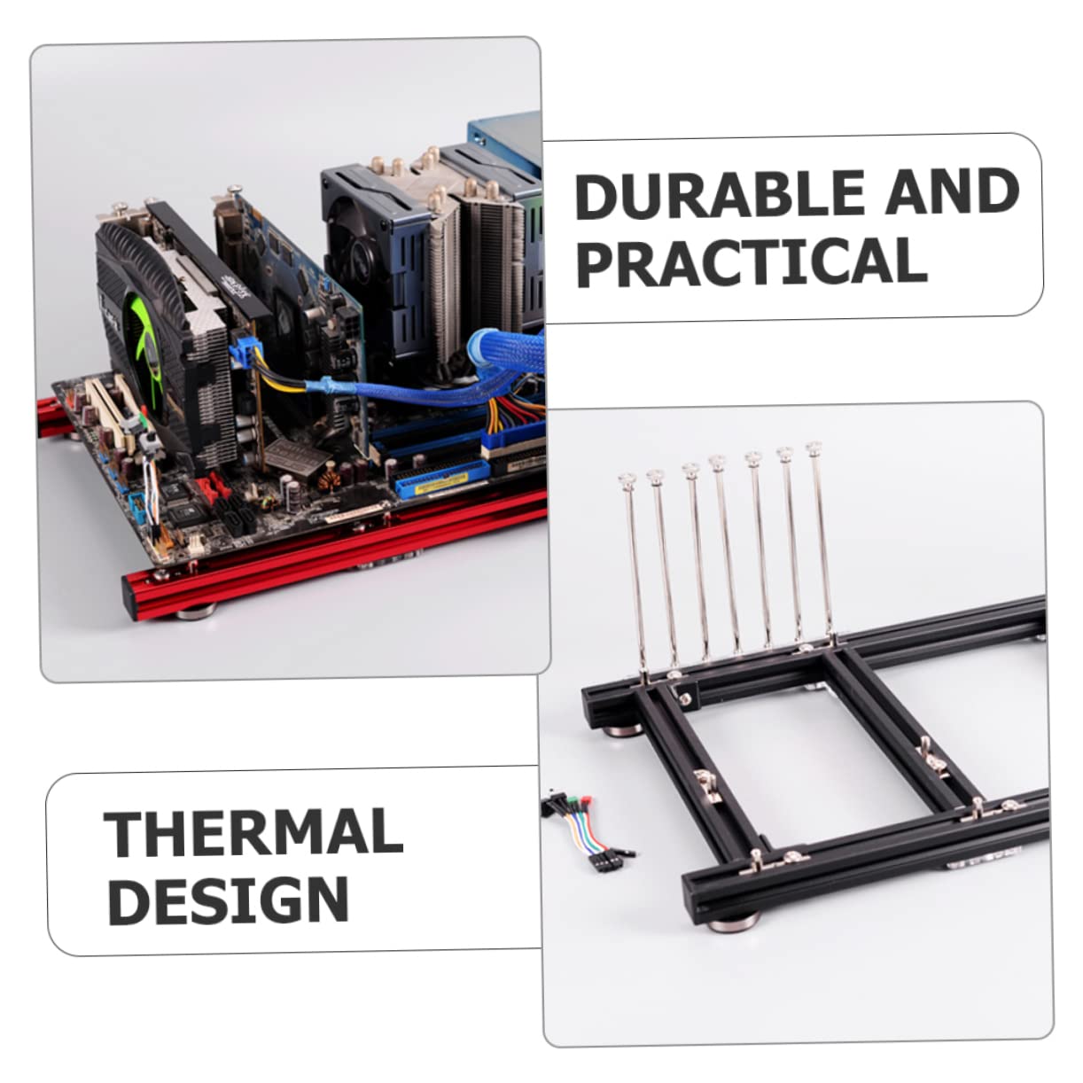Hemobllo DIY Open Air Motherboard Case - ATX Computer Chassis with GPU Bracket for PC Builds, Mining Rigs & Gaming Setups - Perfect for Custom PC, Cryptocurrency Mining, and Tech Enthusiasts