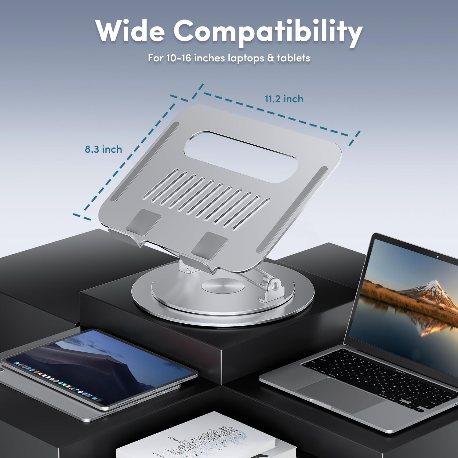 Ergonomic Adjustable Laptop Stand with 360° Rotation - Foldable & Portable Computer Riser for MacBook & 10-16