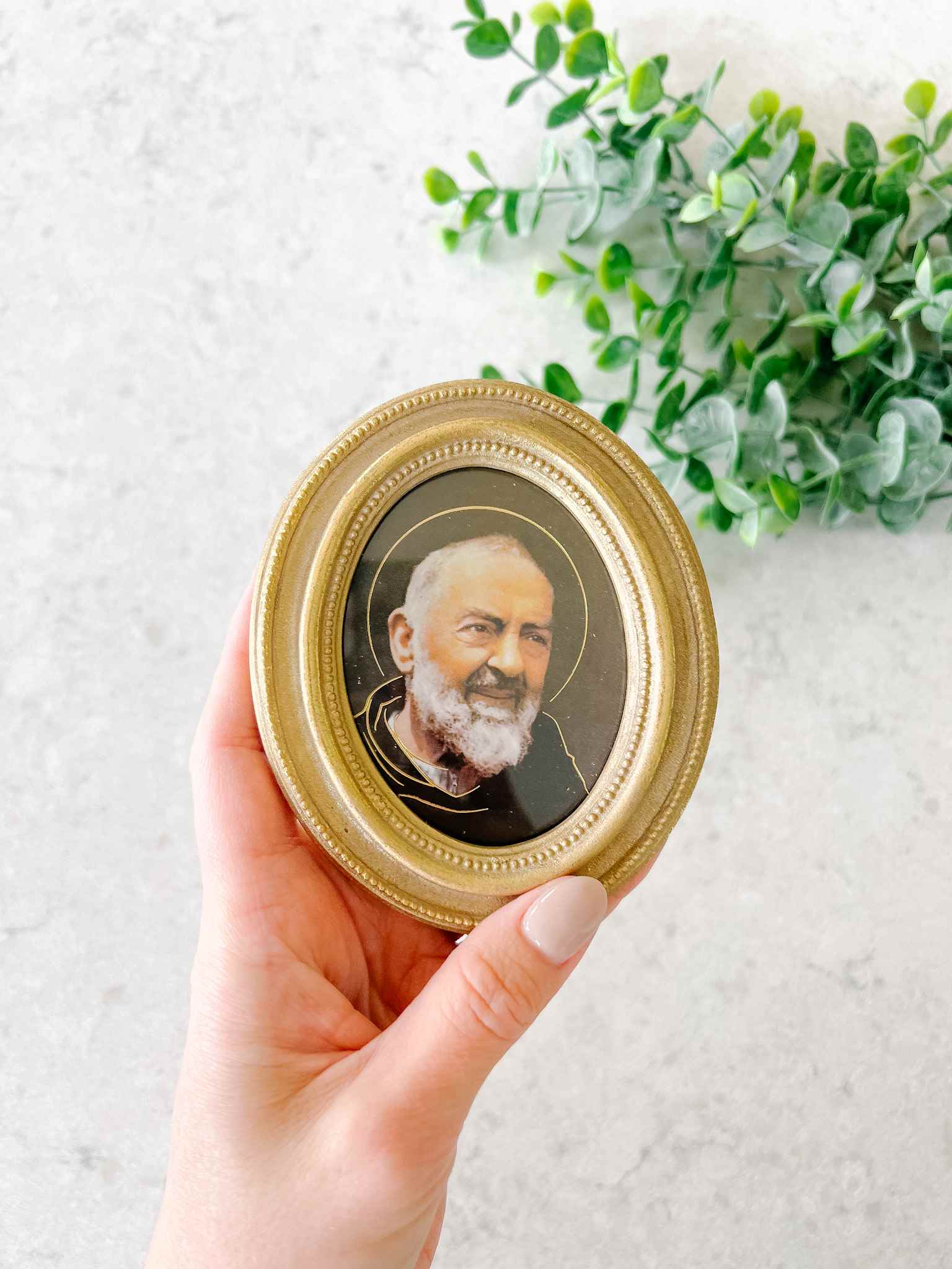 Petite Padre Pio Framed Religious Art - Small Wall Decor for Home, Office & Prayer Room - Perfect Gift for Catholic Devotion
